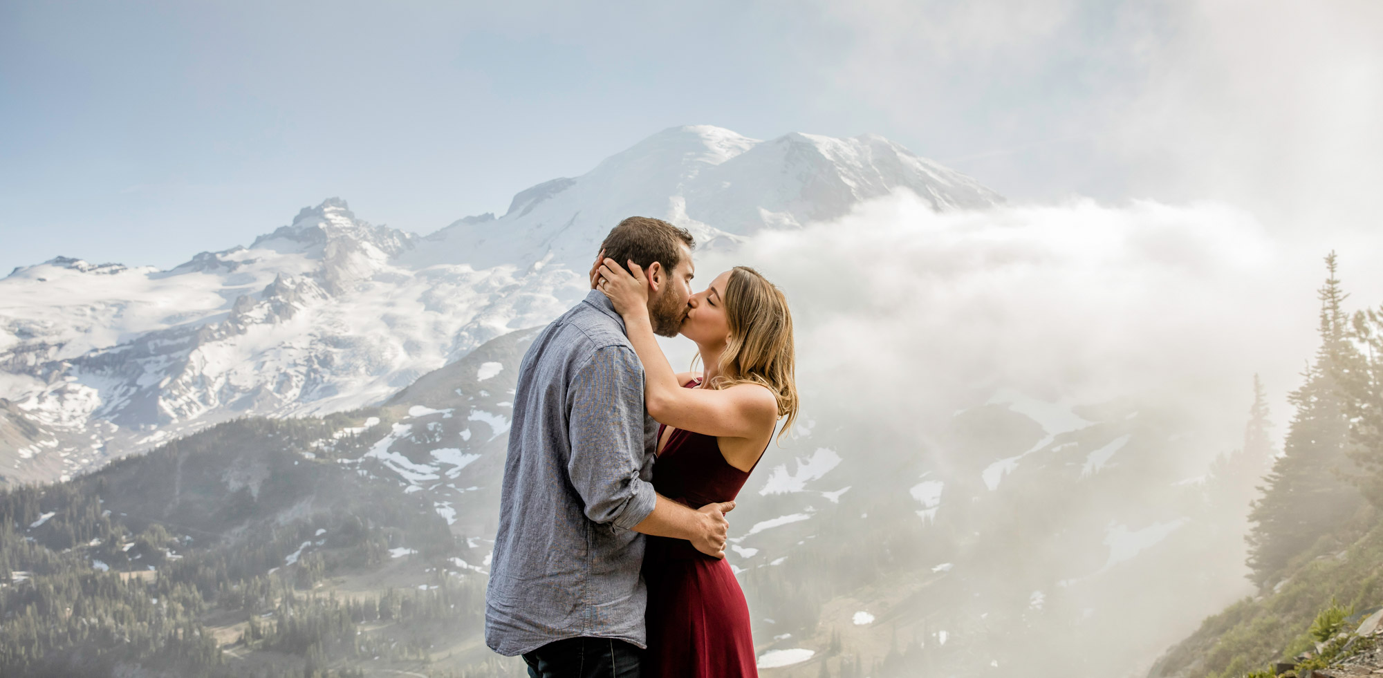 Adventure engagement session at Mount Rainier by Seattle wedding photographer James Thomas Long Photography