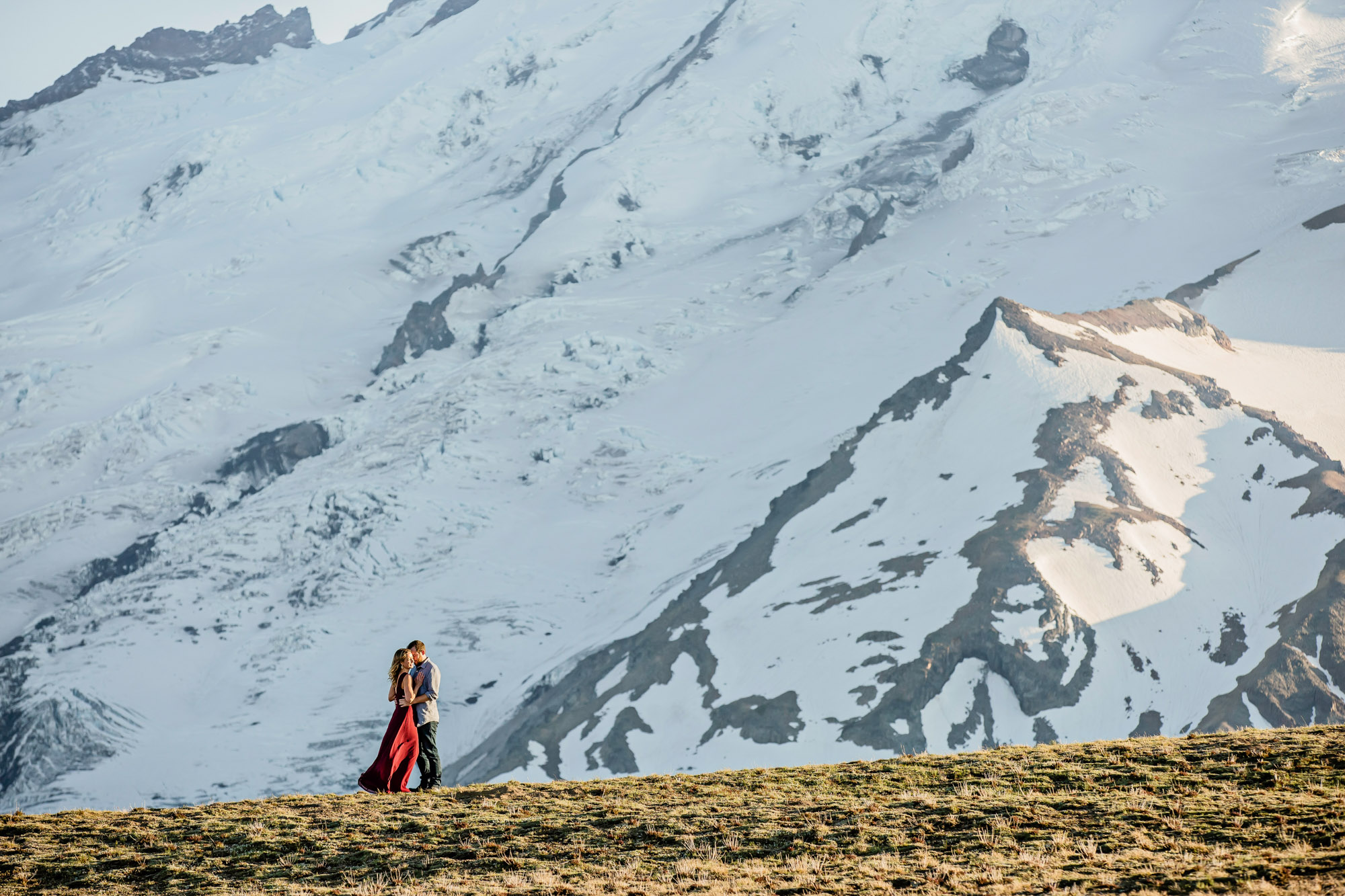 Adventure engagement session at Mount Rainier by Seattle wedding photographer James Thomas Long Photography