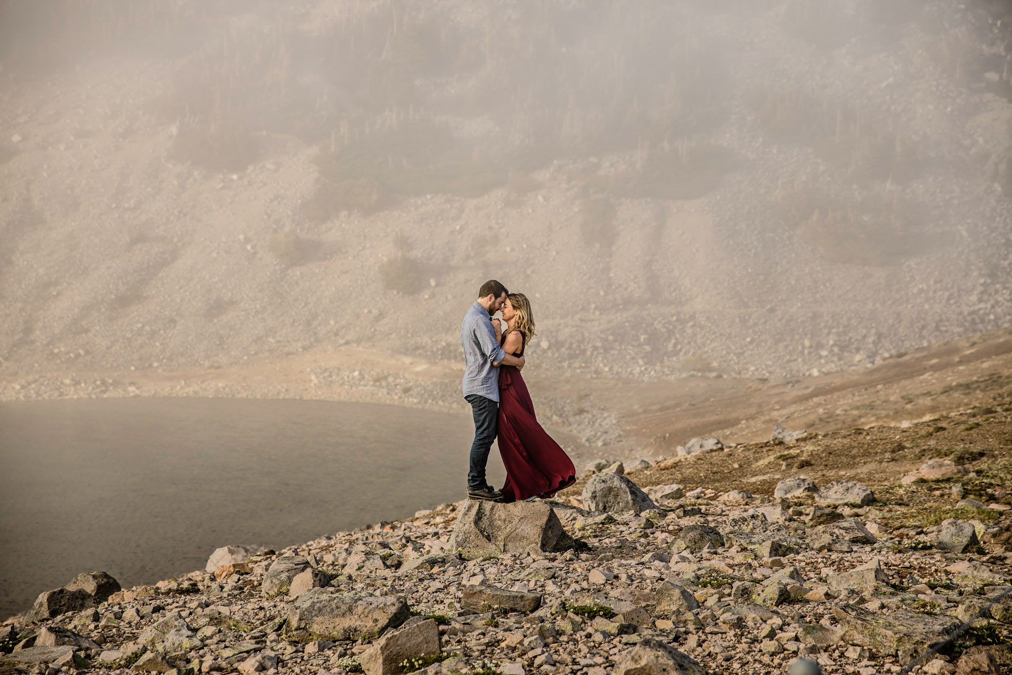 Adventure engagement session at Mount Rainier by Seattle wedding photographer James Thomas Long Photography