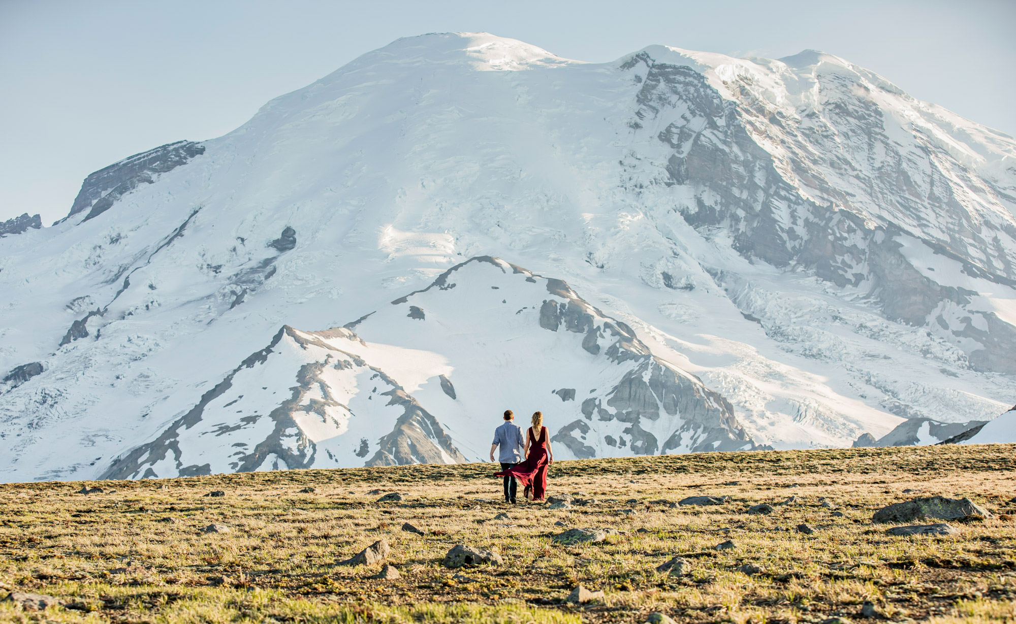 Adventure engagement session at Mount Rainier by Seattle wedding photographer James Thomas Long Photography