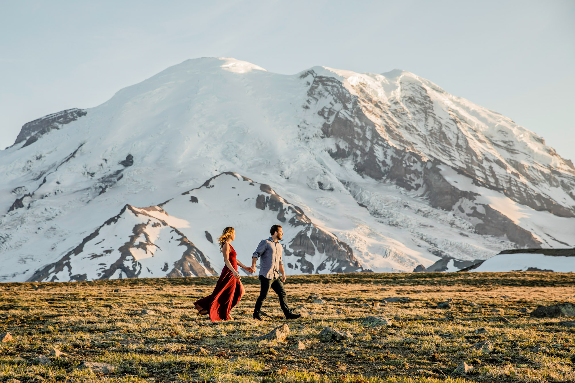 Adventure engagement session at Mount Rainier by Seattle wedding photographer James Thomas Long Photography