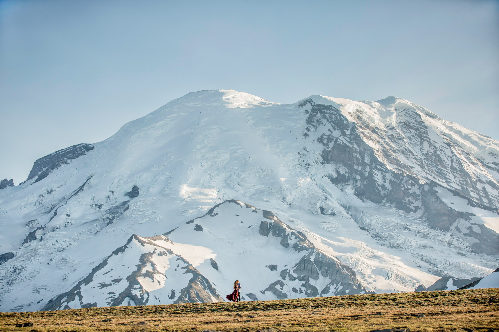 Adventure engagement session at Mount Rainier by Seattle wedding photographer James Thomas Long Photography