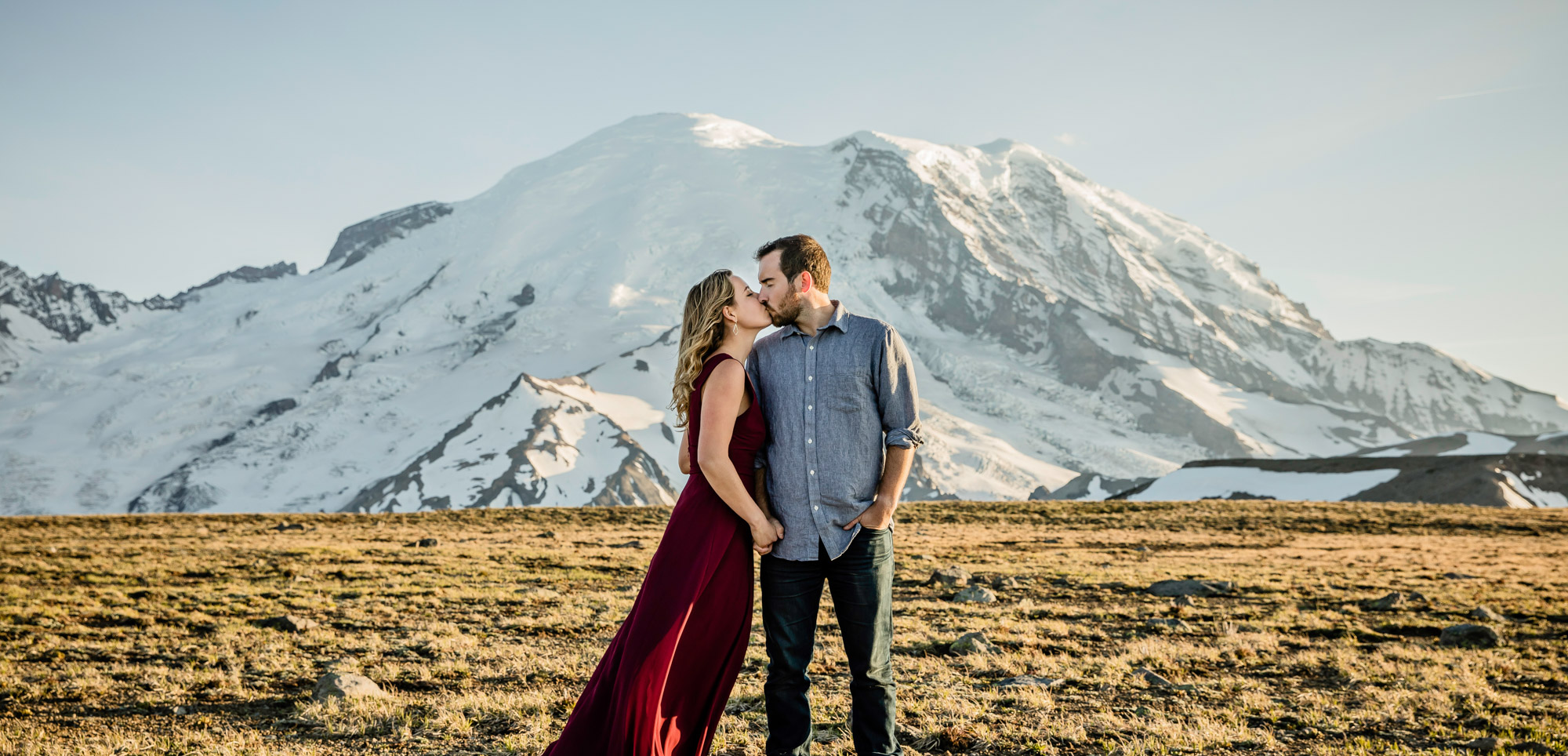 Adventure engagement session at Mount Rainier by Seattle wedding photographer James Thomas Long Photography