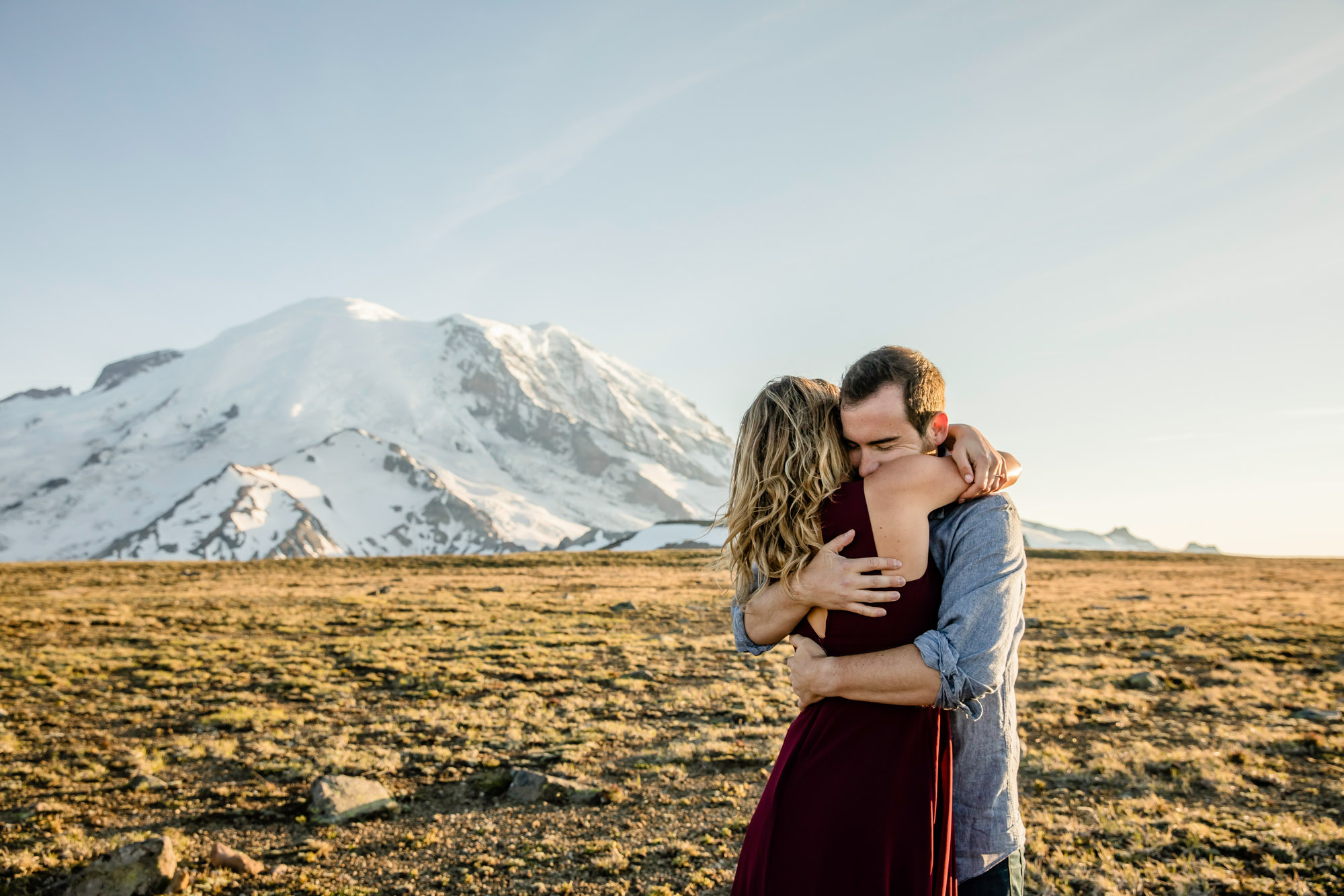 Adventure engagement session at Mount Rainier by Seattle wedding photographer James Thomas Long Photography