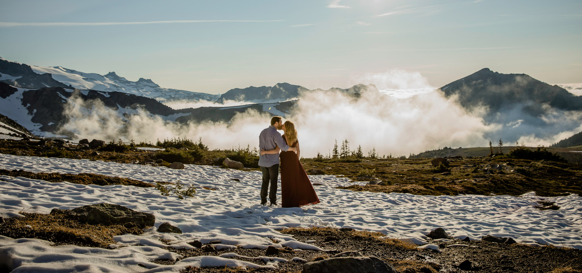 Adventure engagement session at Mount Rainier by Seattle wedding photographer James Thomas Long Photography