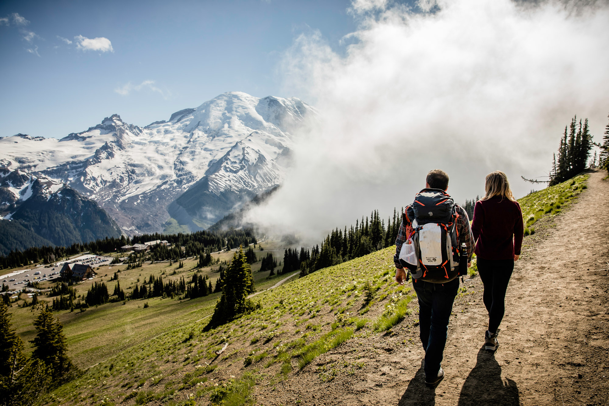 Adventure engagement session at Mount Rainier by Seattle wedding photographer James Thomas Long Photography