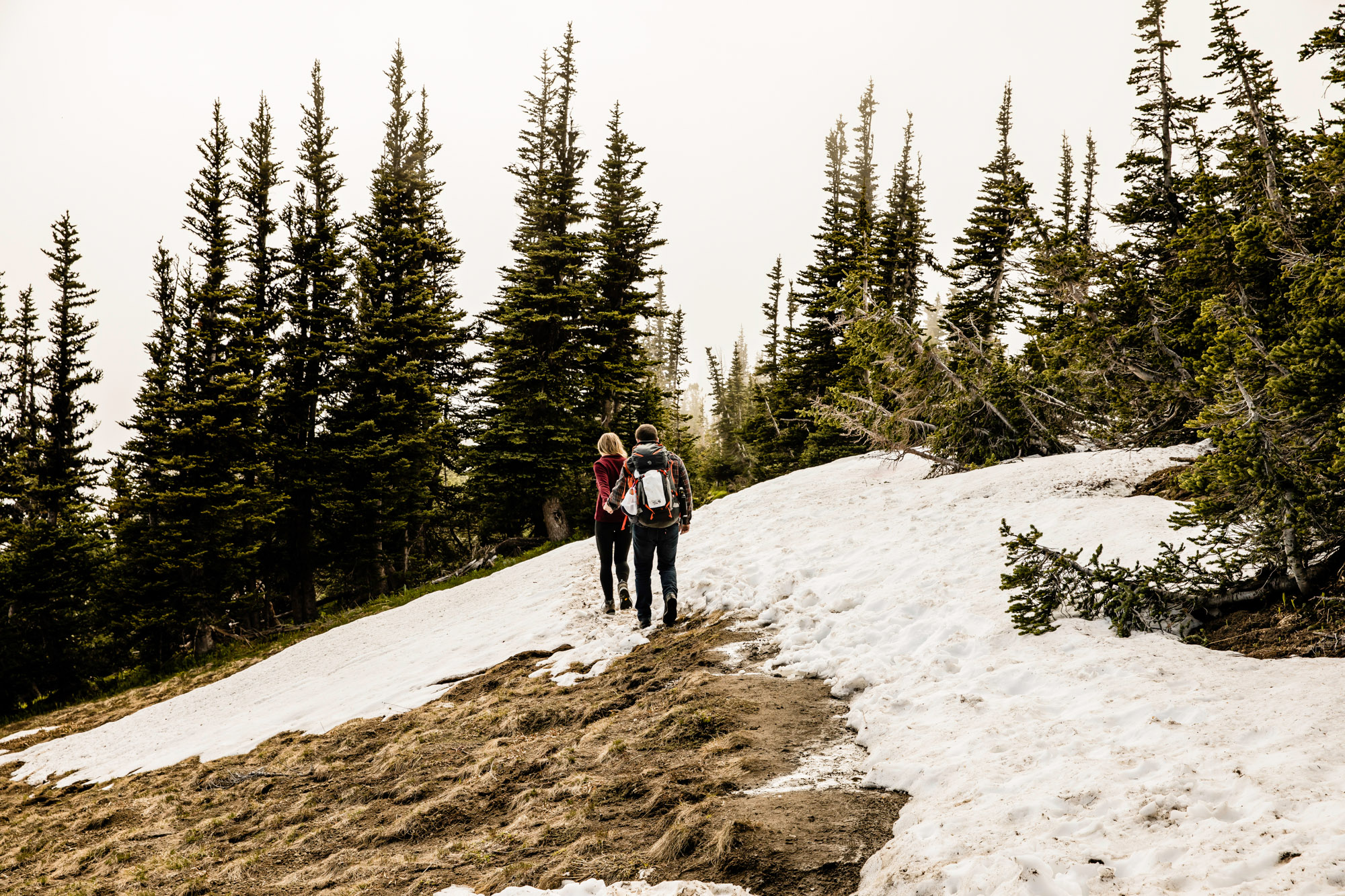 Adventure engagement session at Mount Rainier by Seattle wedding photographer James Thomas Long Photography