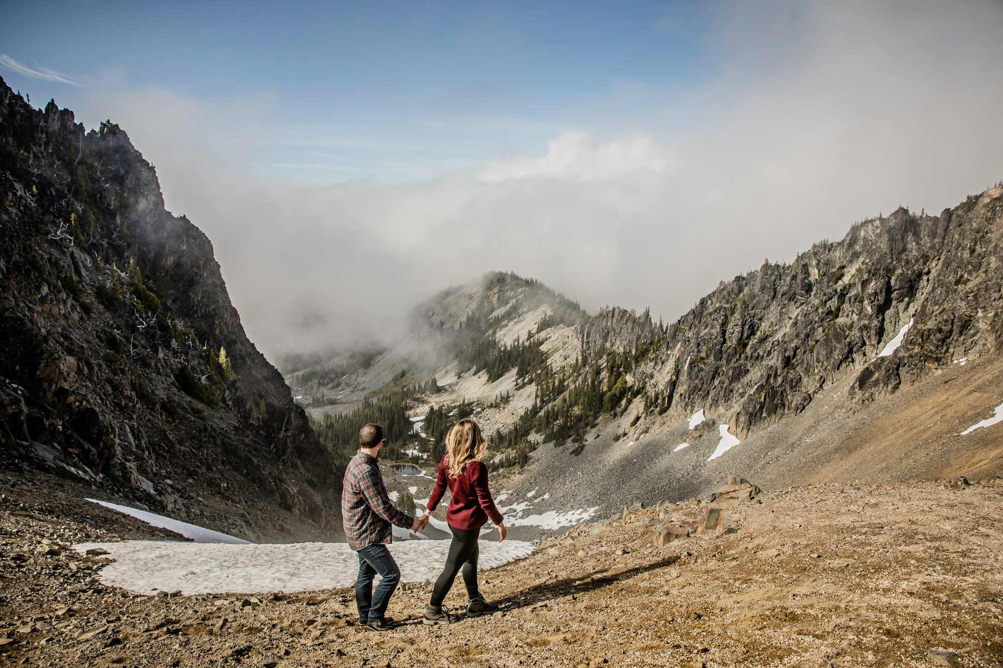 Adventure engagement session at Mount Rainier by Seattle wedding photographer James Thomas Long Photography