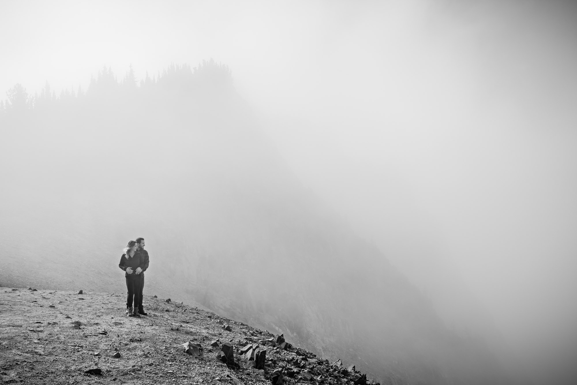 Adventure engagement session at Mount Rainier by Seattle wedding photographer James Thomas Long Photography