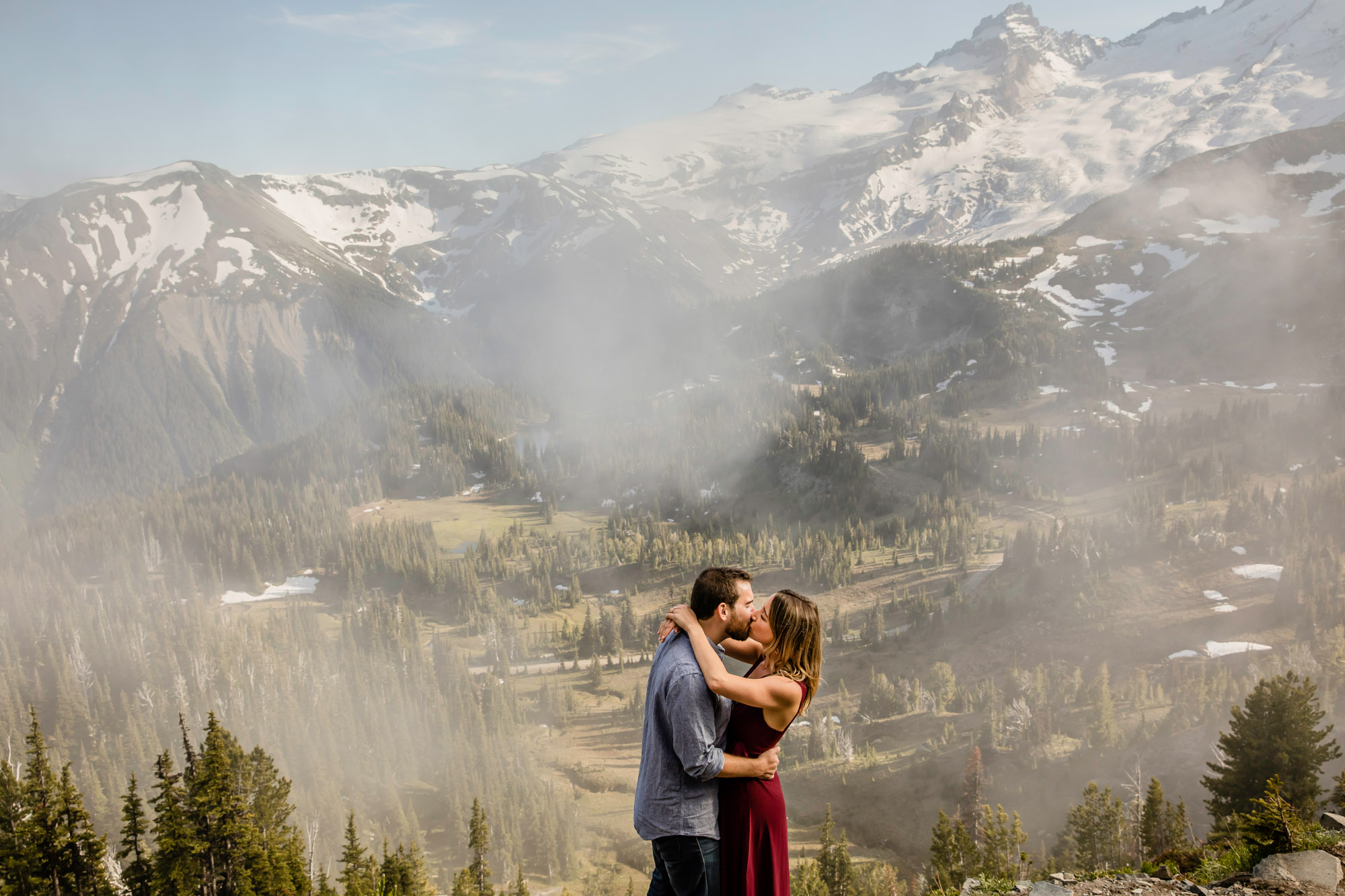 Adventure engagement session at Mount Rainier by Seattle wedding photographer James Thomas Long Photography