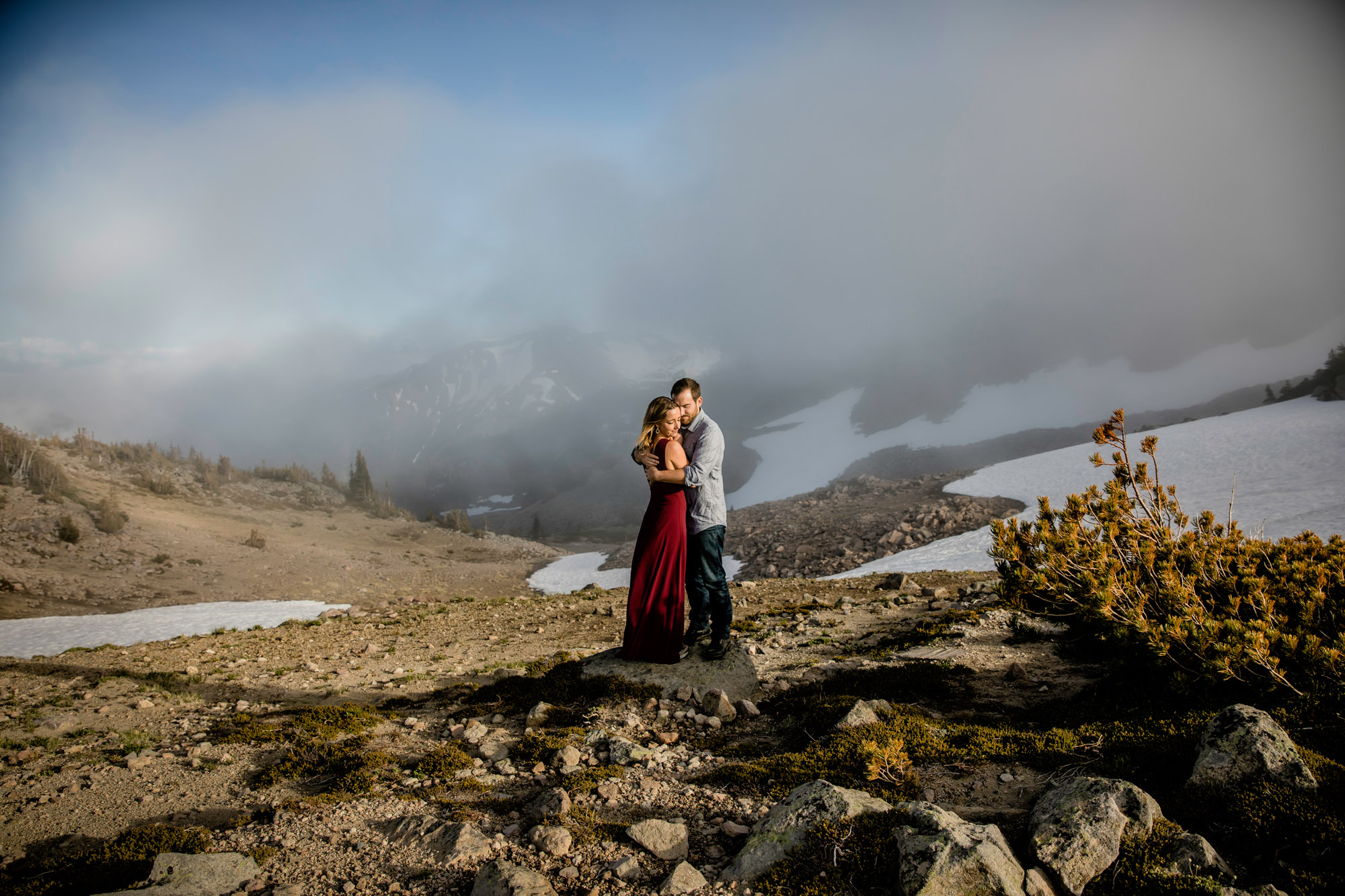 Adventure engagement session at Mount Rainier by Seattle wedding photographer James Thomas Long Photography