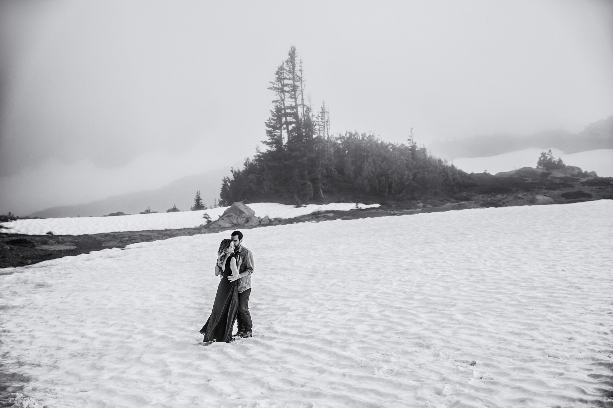 Adventure engagement session at Mount Rainier by Seattle wedding photographer James Thomas Long Photography