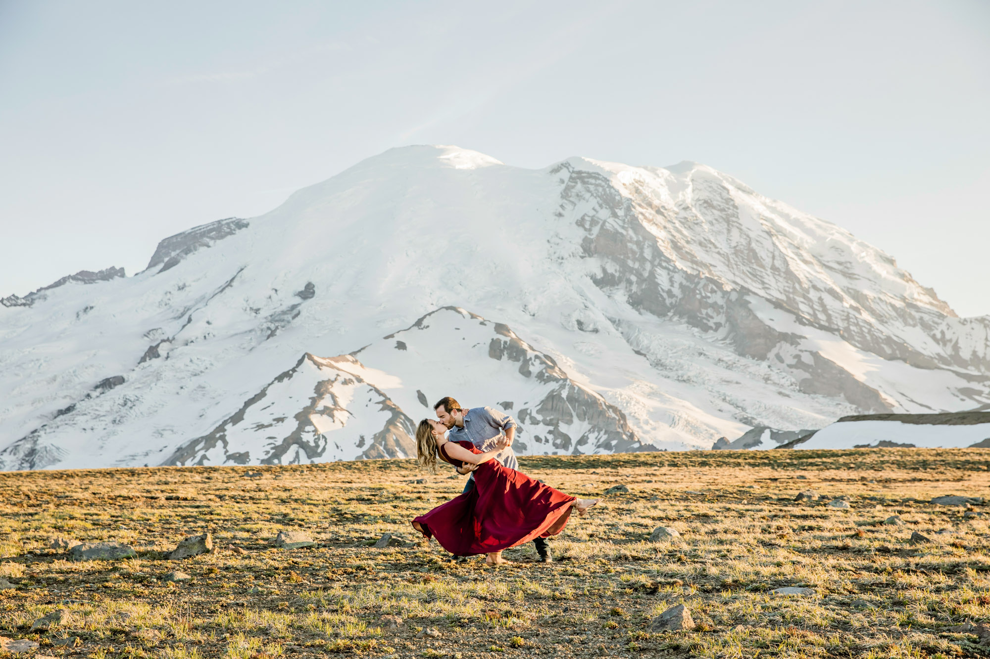 Adventure engagement session at Mount Rainier by Seattle wedding photographer James Thomas Long Photography