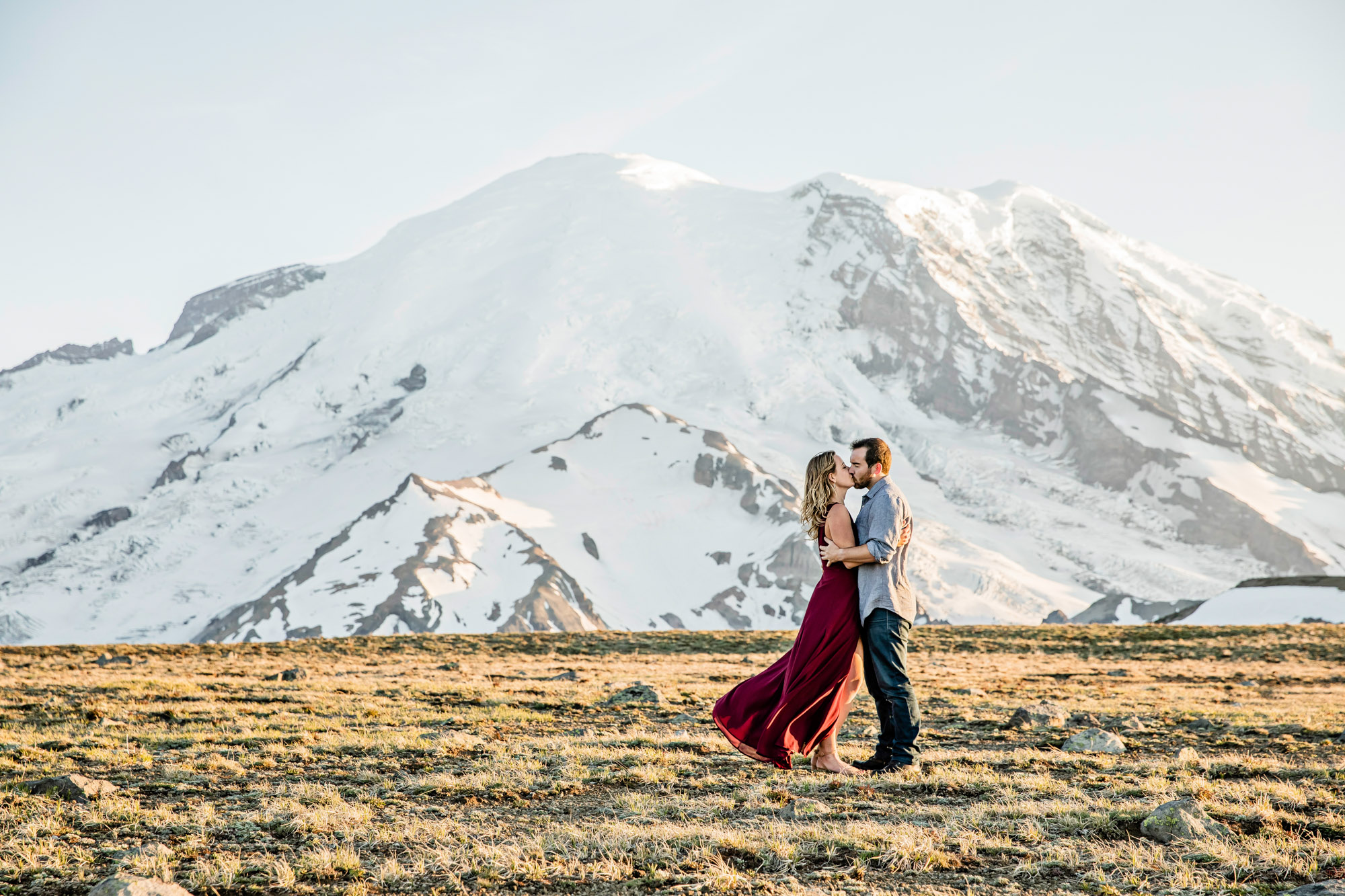 Adventure engagement session at Mount Rainier by Seattle wedding photographer James Thomas Long Photography