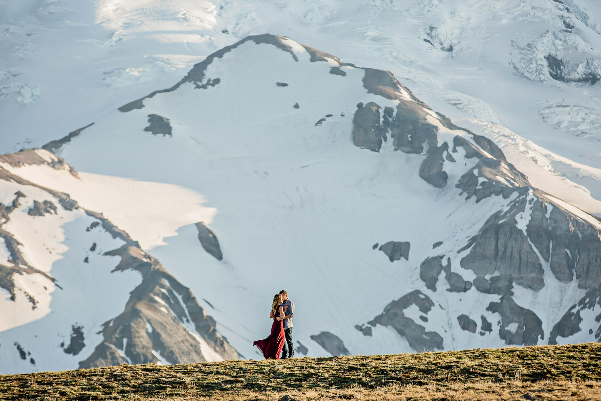 Adventure engagement session at Mount Rainier by Seattle wedding photographer James Thomas Long Photography