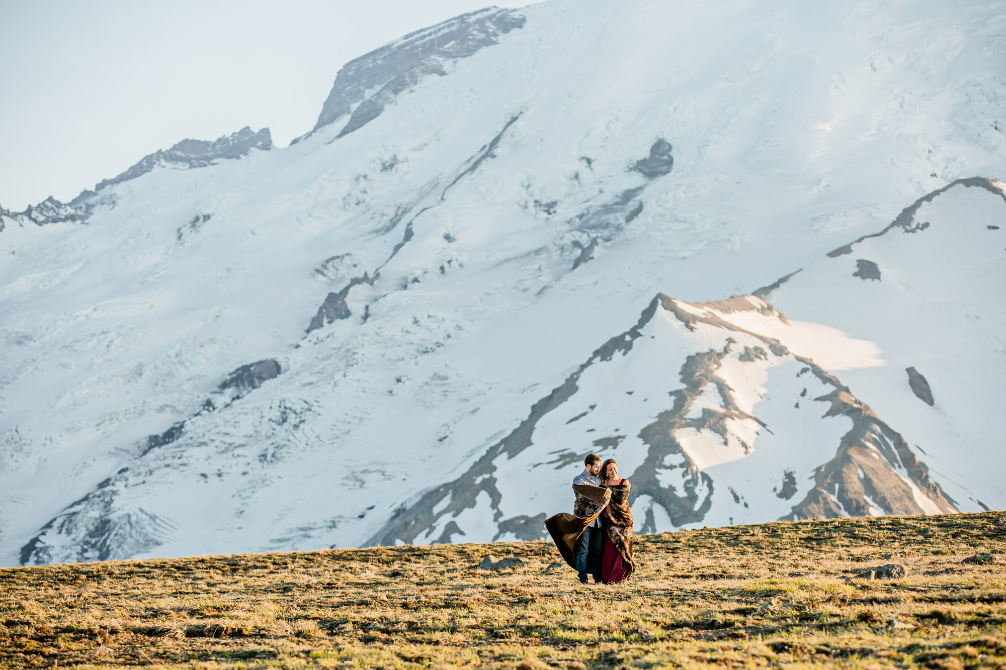 Adventure engagement session at Mount Rainier by Seattle wedding photographer James Thomas Long Photography