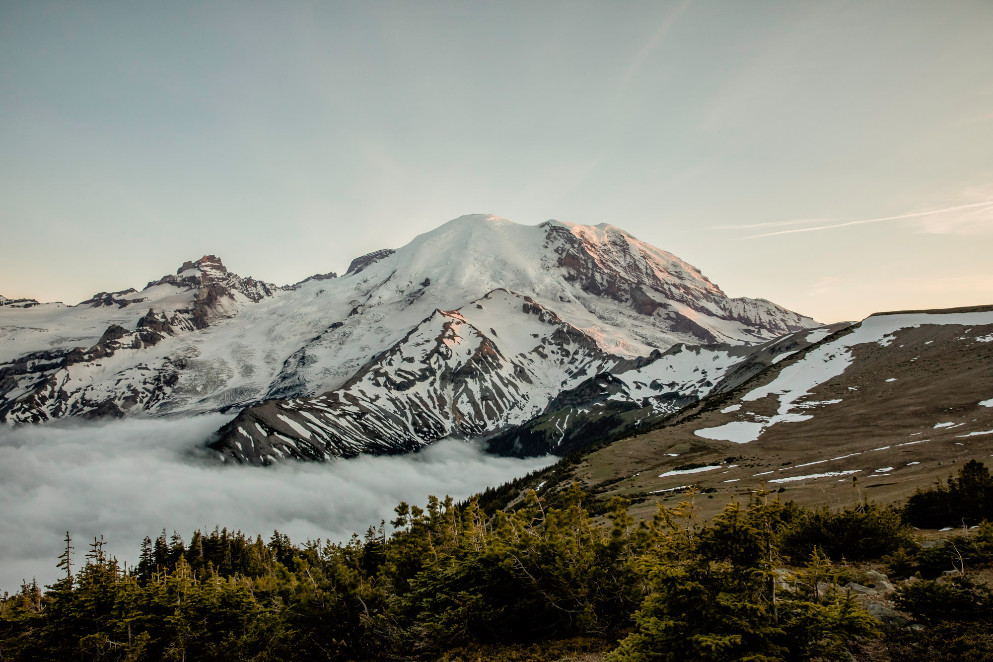 Adventure engagement session at Mount Rainier by Seattle wedding photographer James Thomas Long Photography