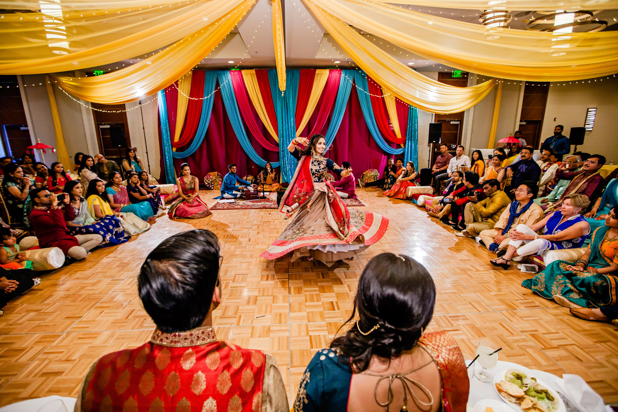 Seattle Airport Marriott wedding Sangeet and Garba by Seattle wedding photographer James Thomas Long Photography