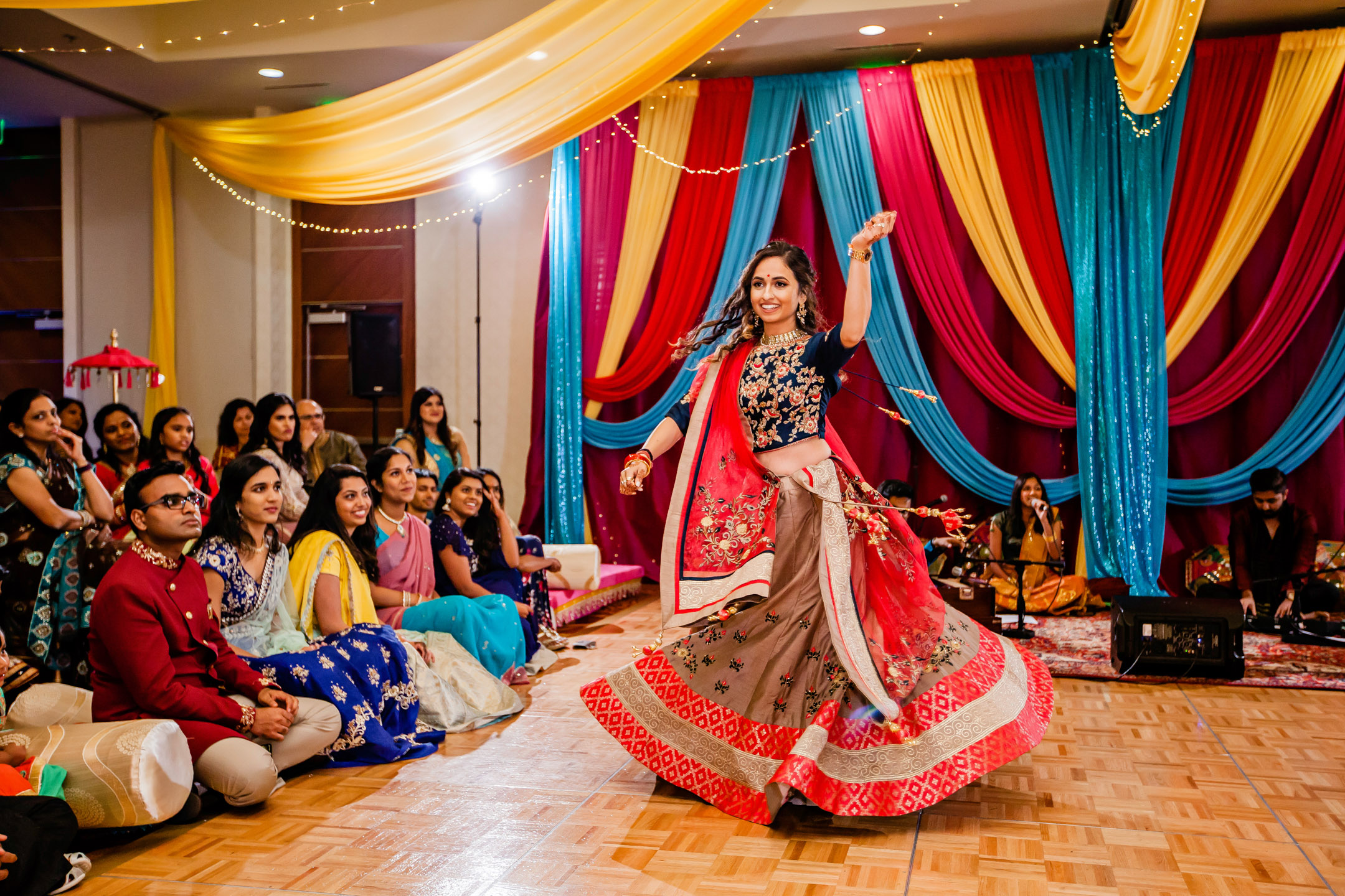 Seattle Airport Marriott wedding Sangeet and Garba by Seattle wedding photographer James Thomas Long Photography