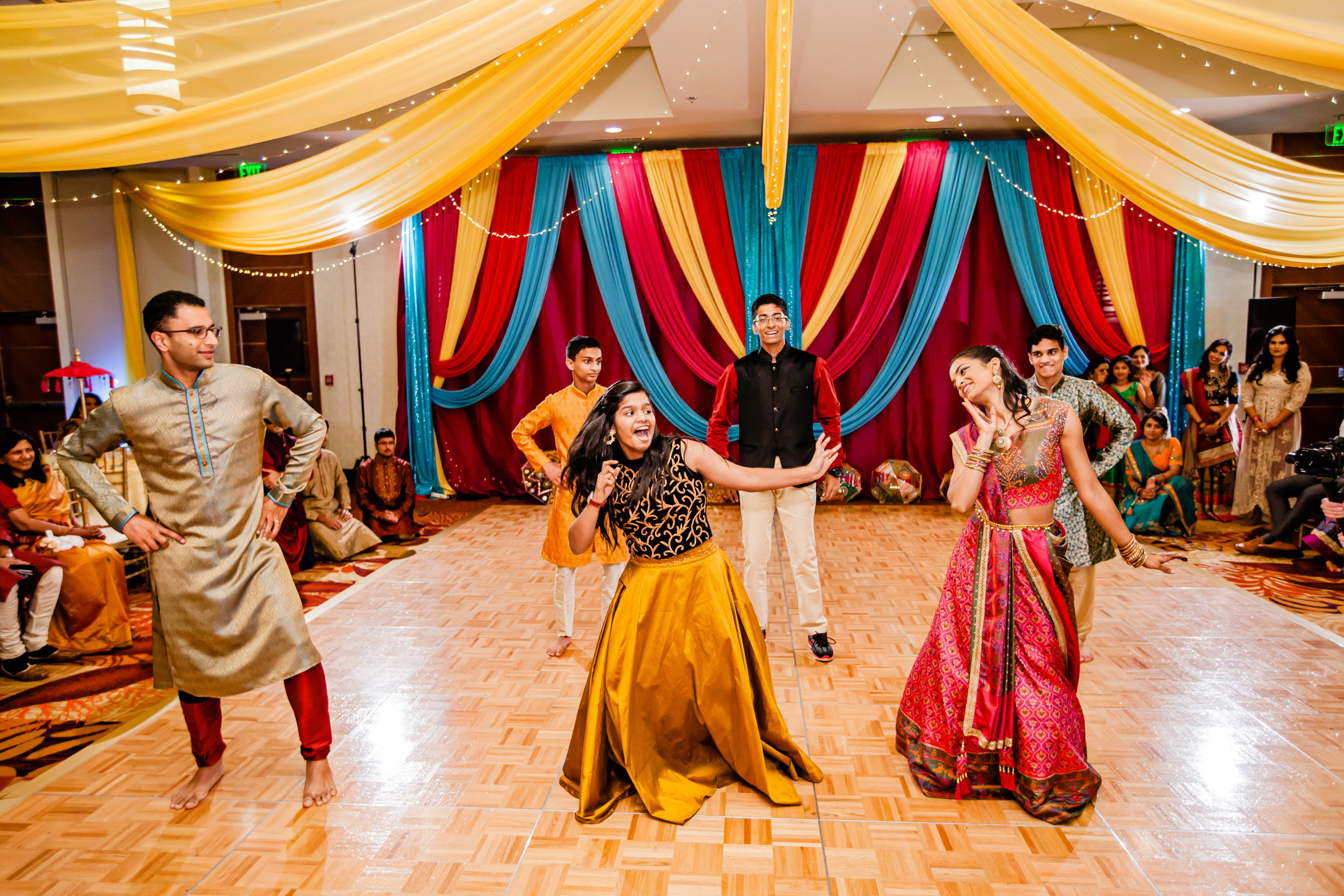 Seattle Airport Marriott wedding Sangeet and Garba by Seattle wedding photographer James Thomas Long Photography