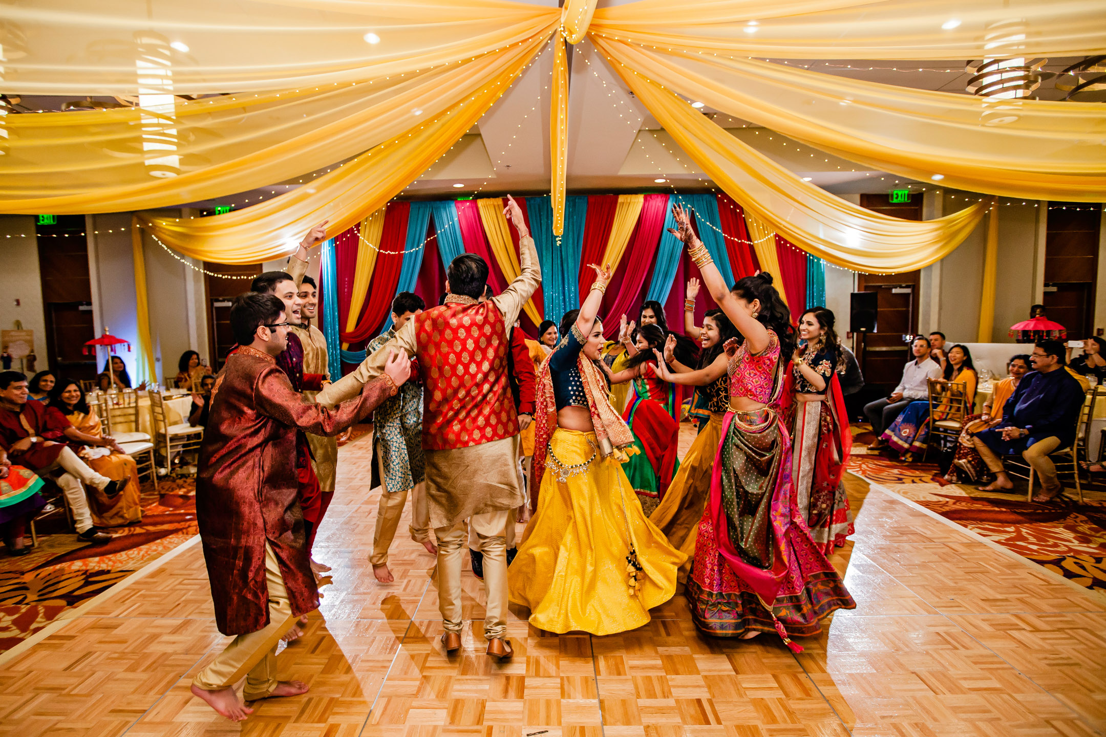 Seattle Airport Marriott wedding Sangeet and Garba by Seattle wedding photographer James Thomas Long Photography