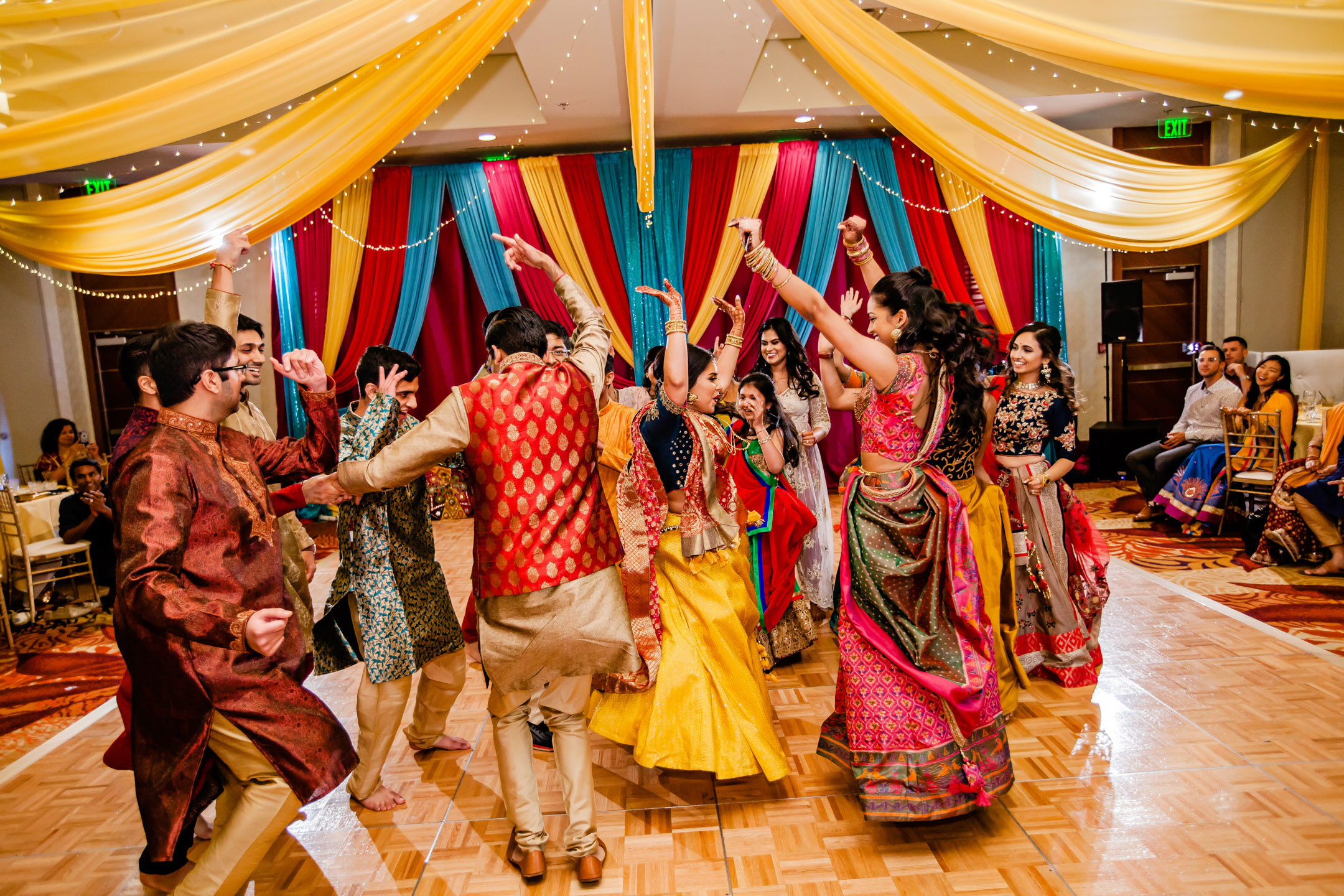 Seattle Airport Marriott wedding Sangeet and Garba by Seattle wedding photographer James Thomas Long Photography