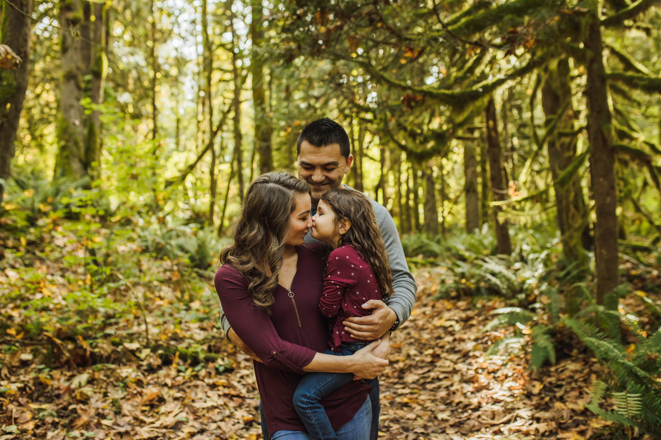 Family of three photography session at Snoqualmie Falls by James Thomas Long Photography