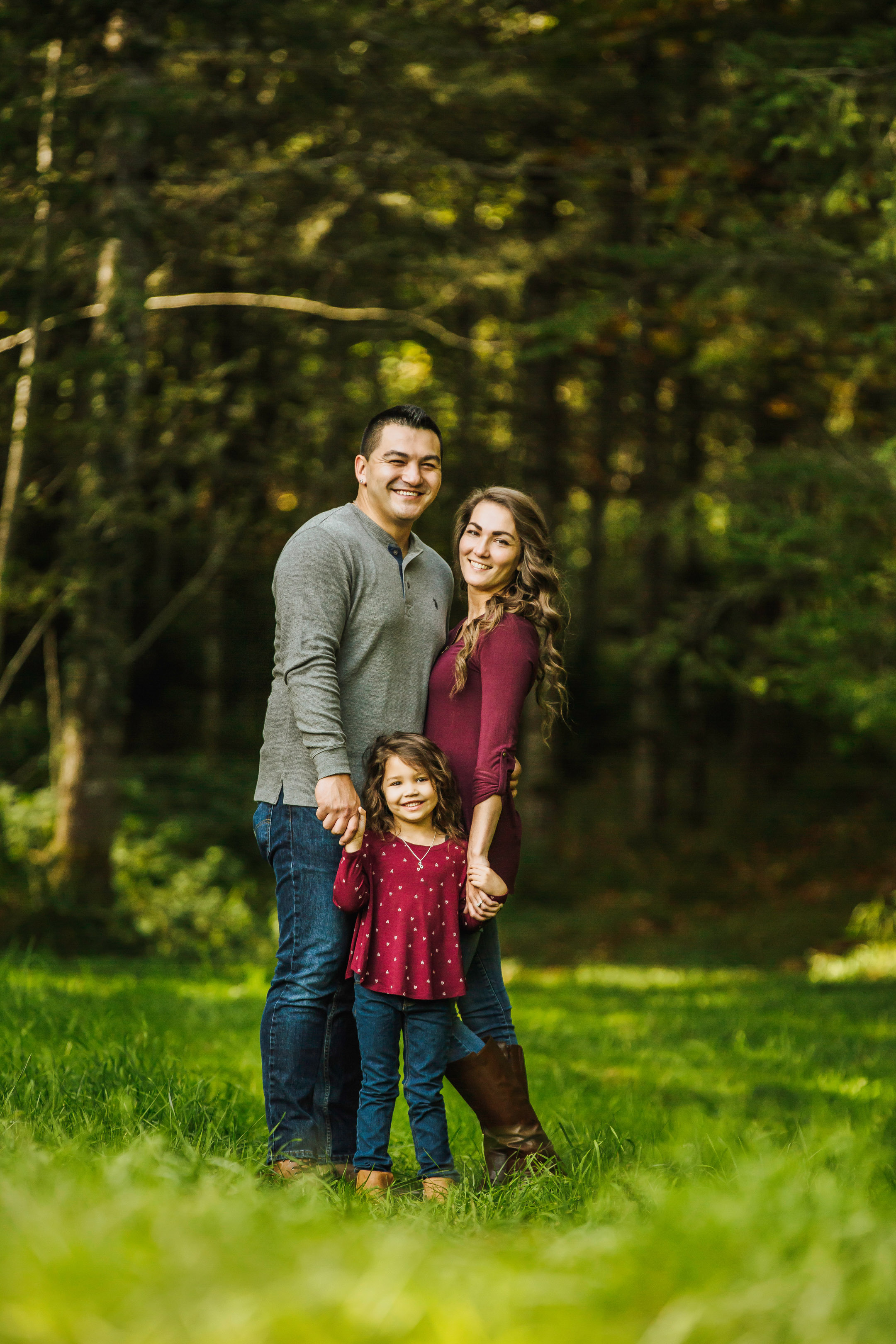 Family of three photography session at Snoqualmie Falls by James Thomas Long Photography