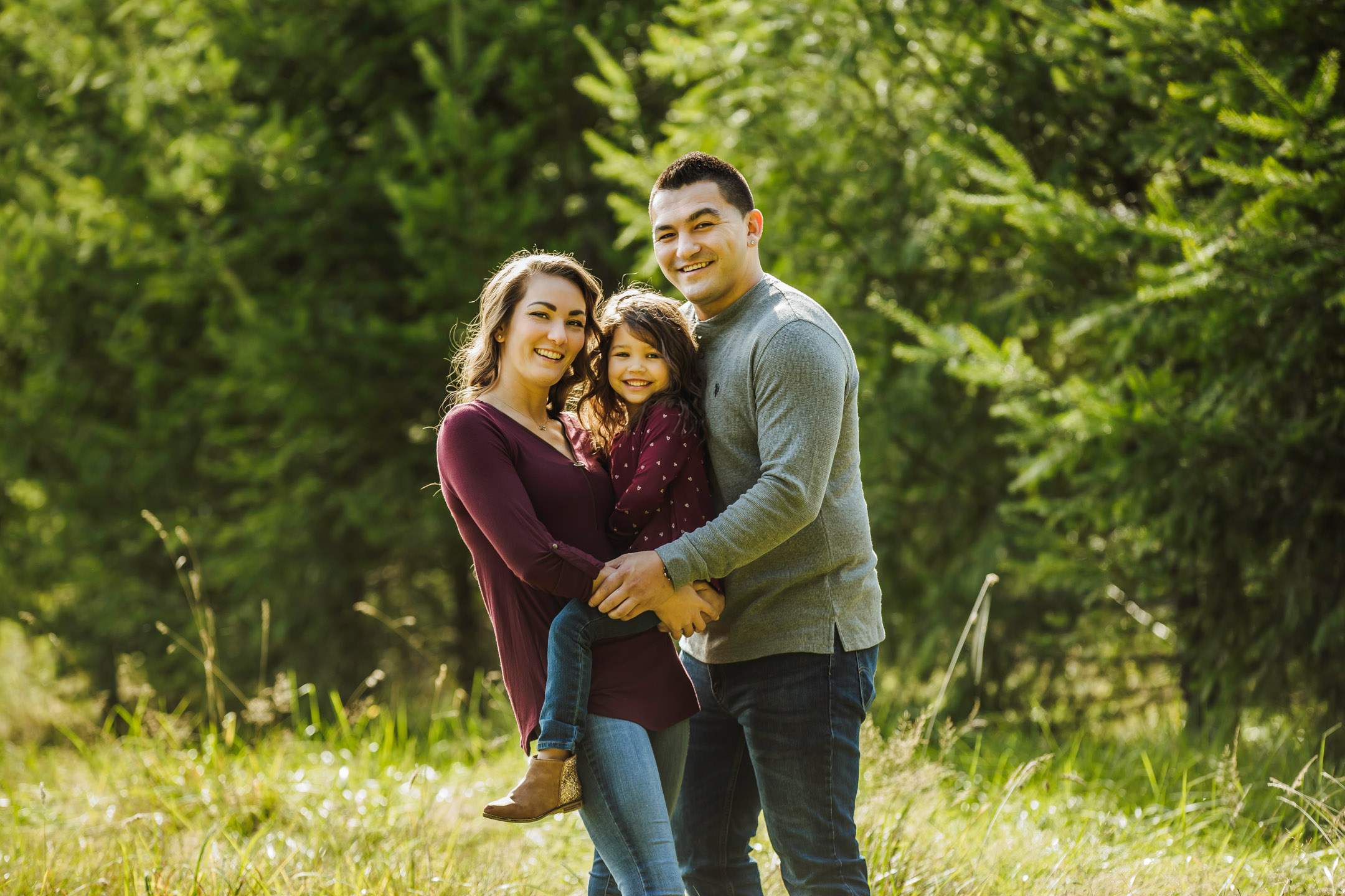 Family of three photography session at Snoqualmie Falls by James Thomas Long Photography