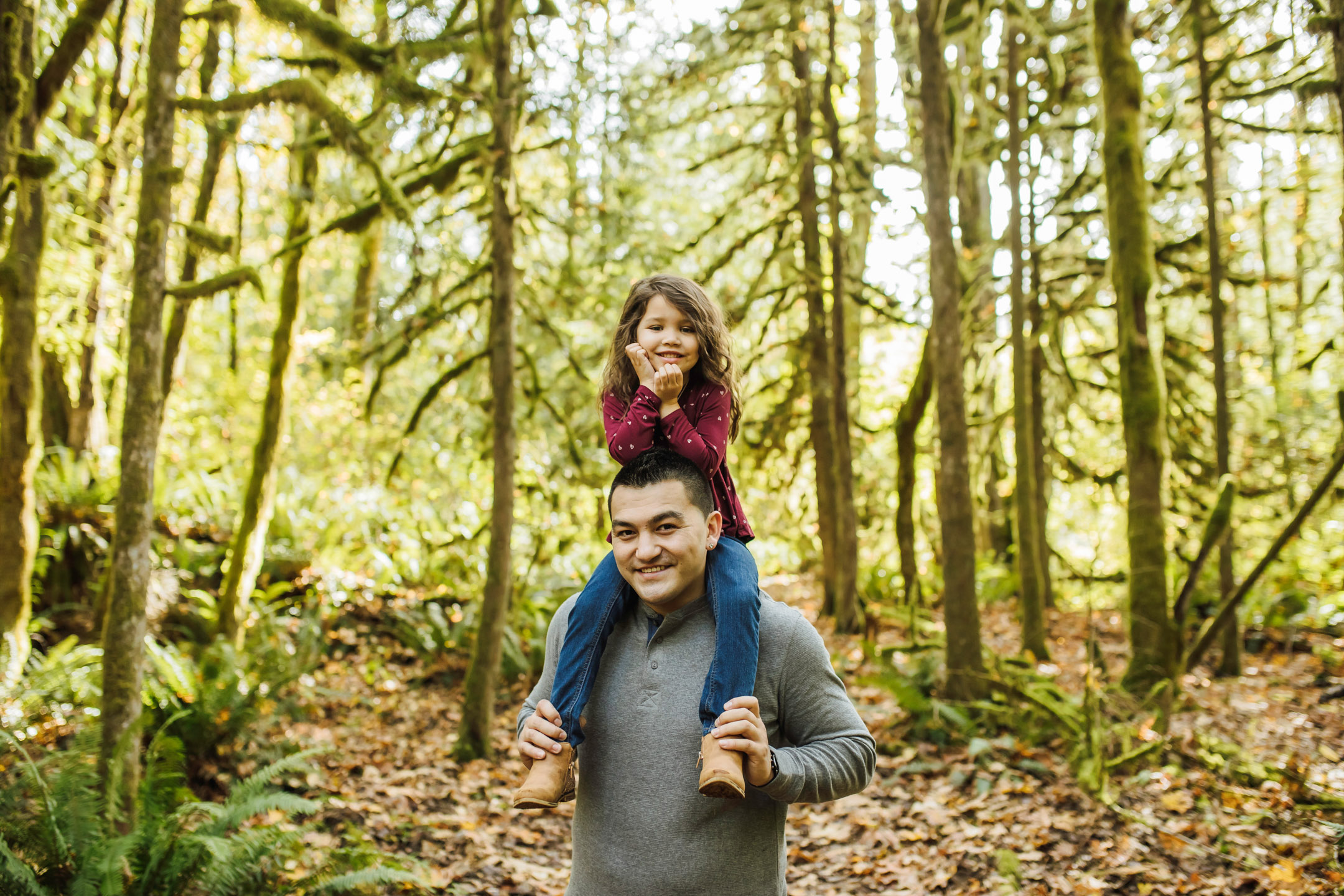 Family of three photography session at Snoqualmie Falls by James Thomas Long Photography