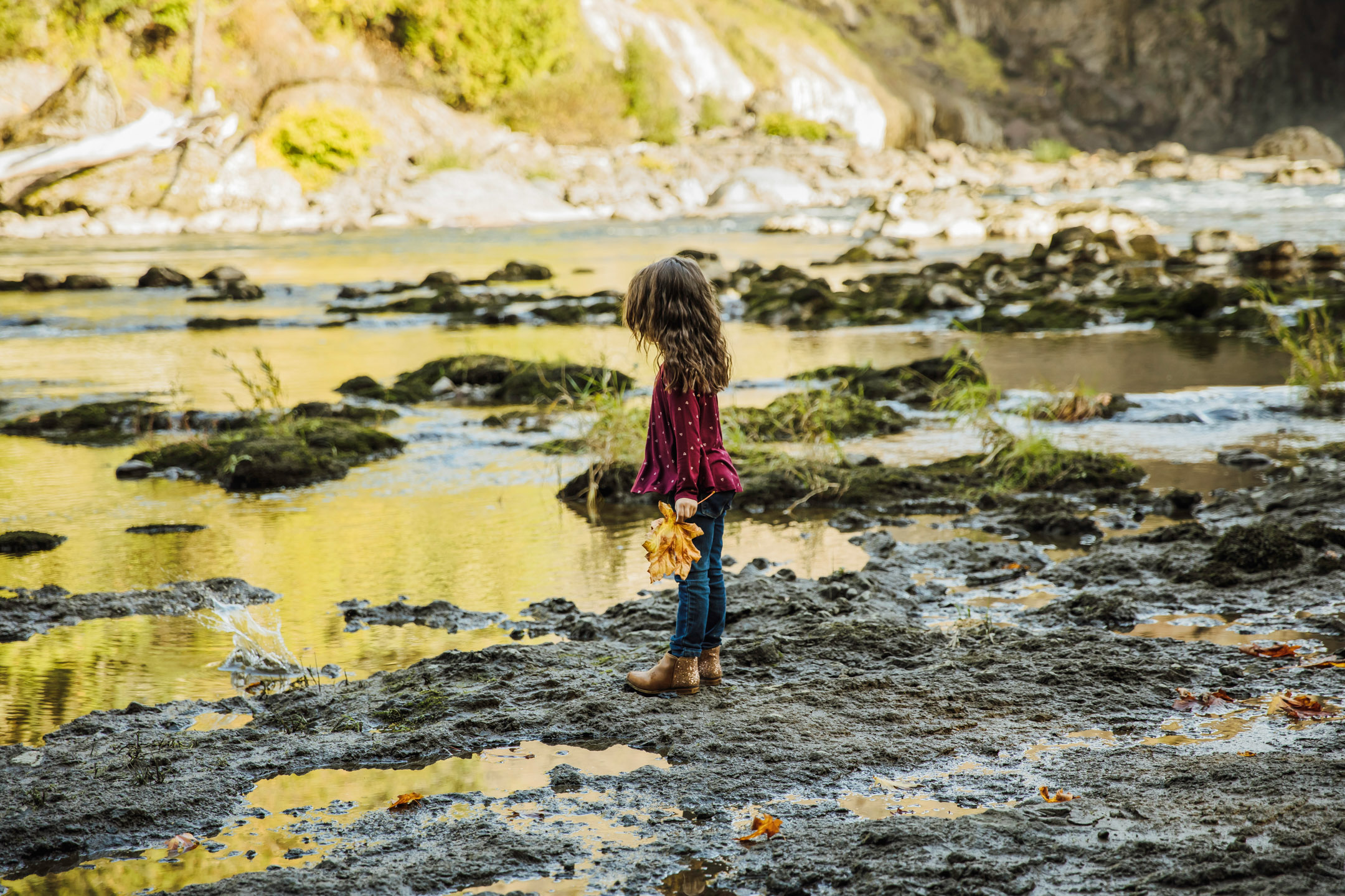 Family of three photography session at Snoqualmie Falls by James Thomas Long Photography