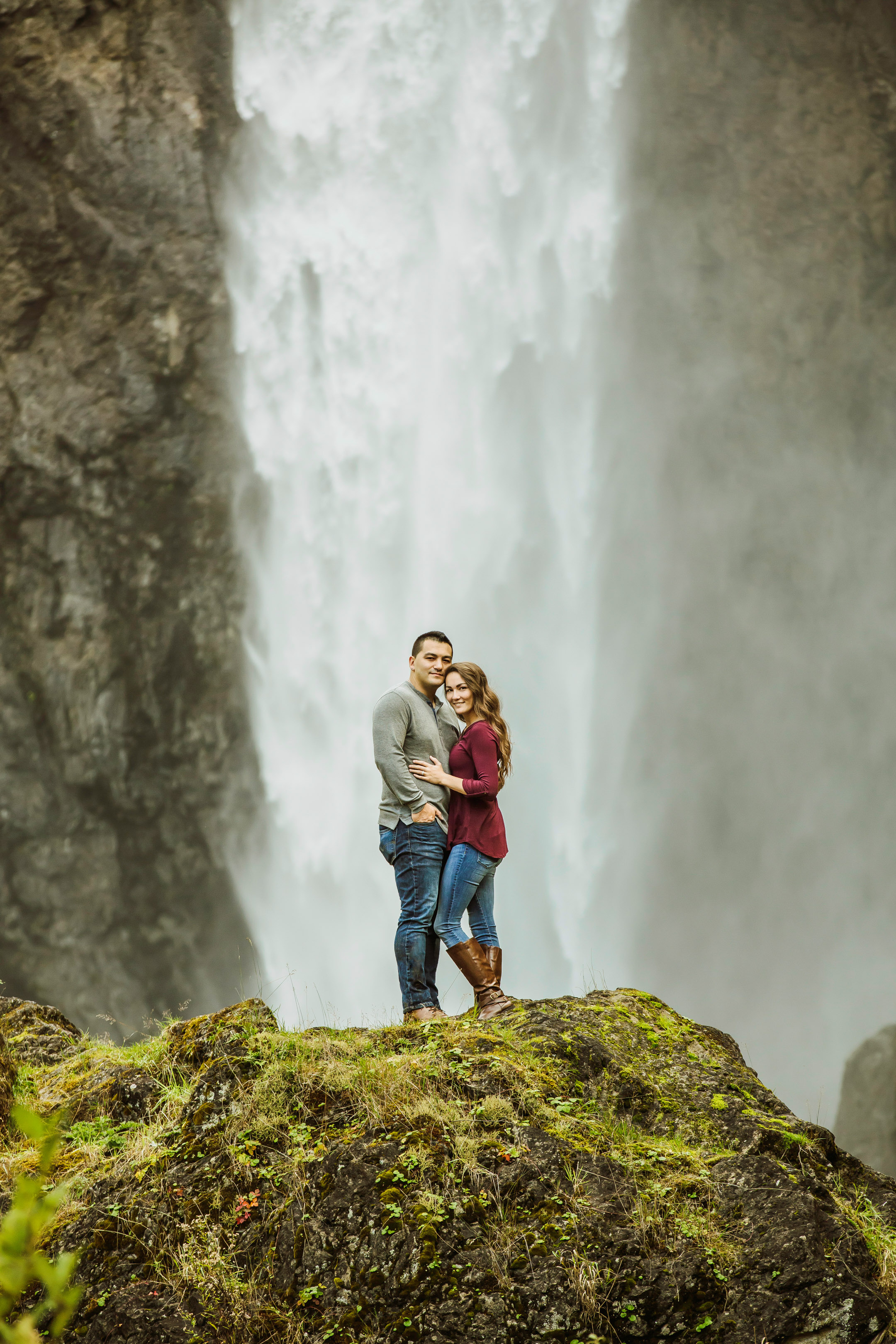 Family of three photography session at Snoqualmie Falls by James Thomas Long Photography