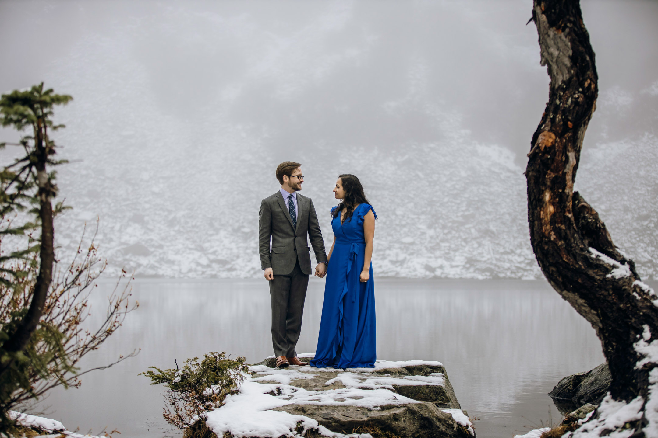 Cascade Mountain adventure engagement session in the snow by James Thomas Long Photography