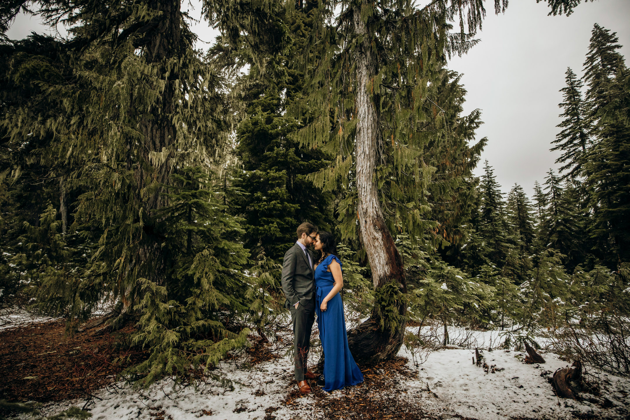 Cascade Mountain adventure engagement session in the snow by James Thomas Long Photography