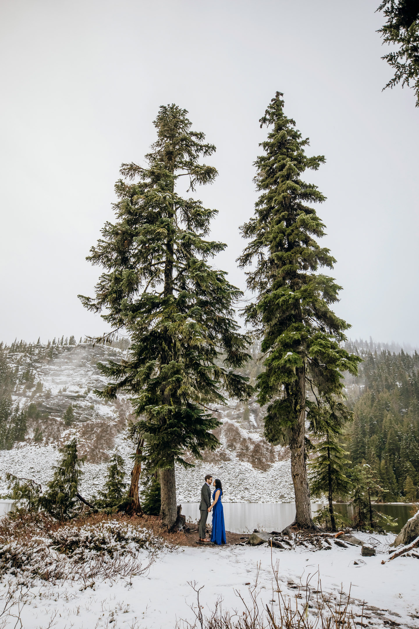 Cascade Mountain adventure engagement session in the snow by James Thomas Long Photography