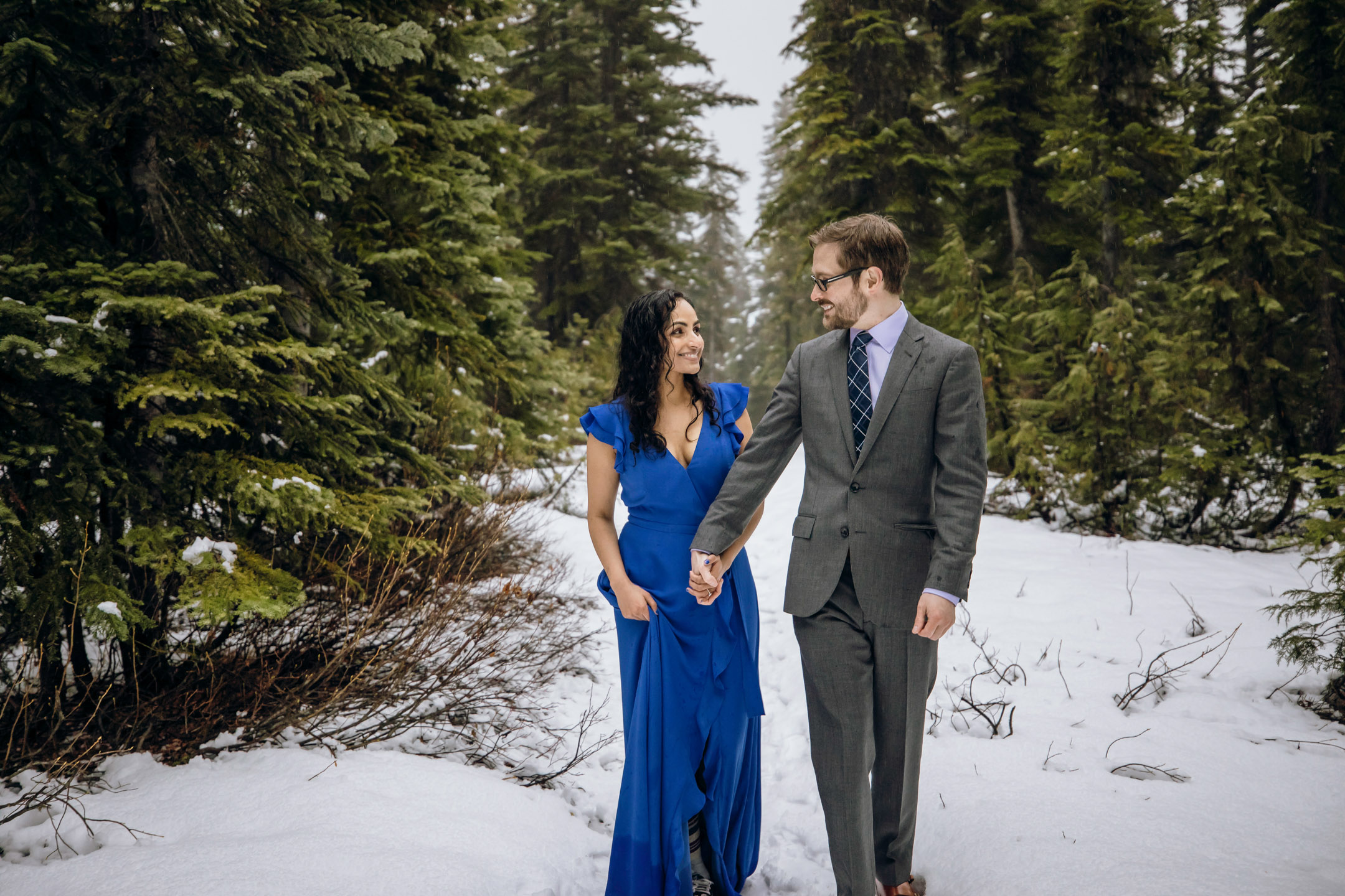 Cascade Mountain adventure engagement session in the snow by James Thomas Long Photography