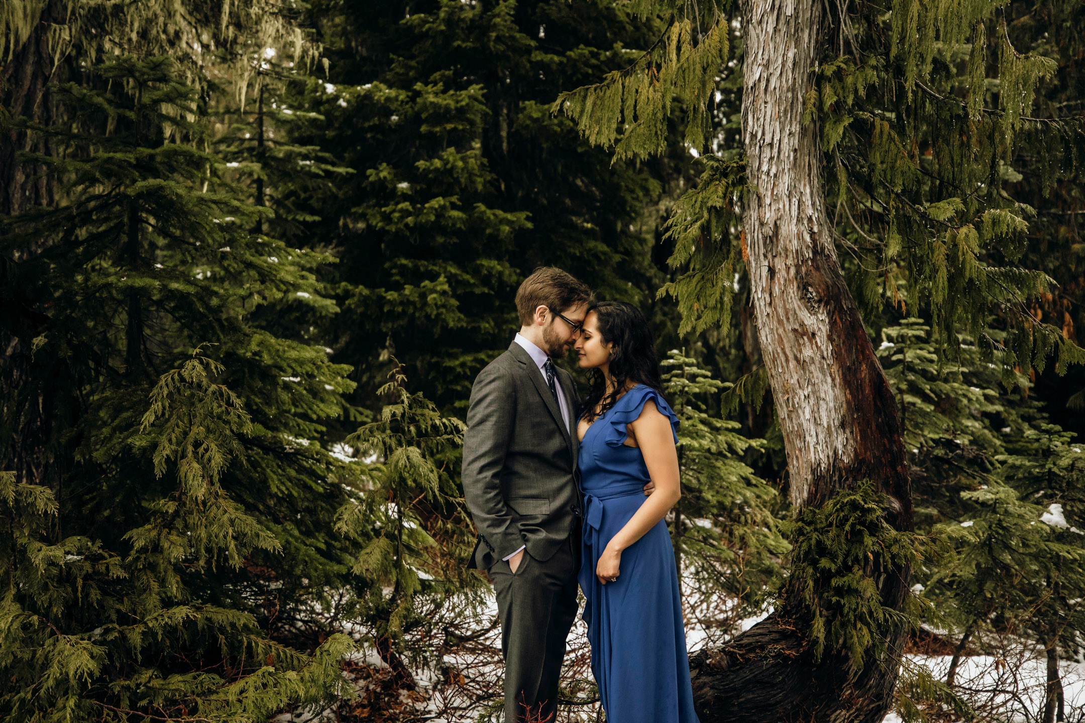 Cascade Mountain adventure engagement session in the snow by James Thomas Long Photography