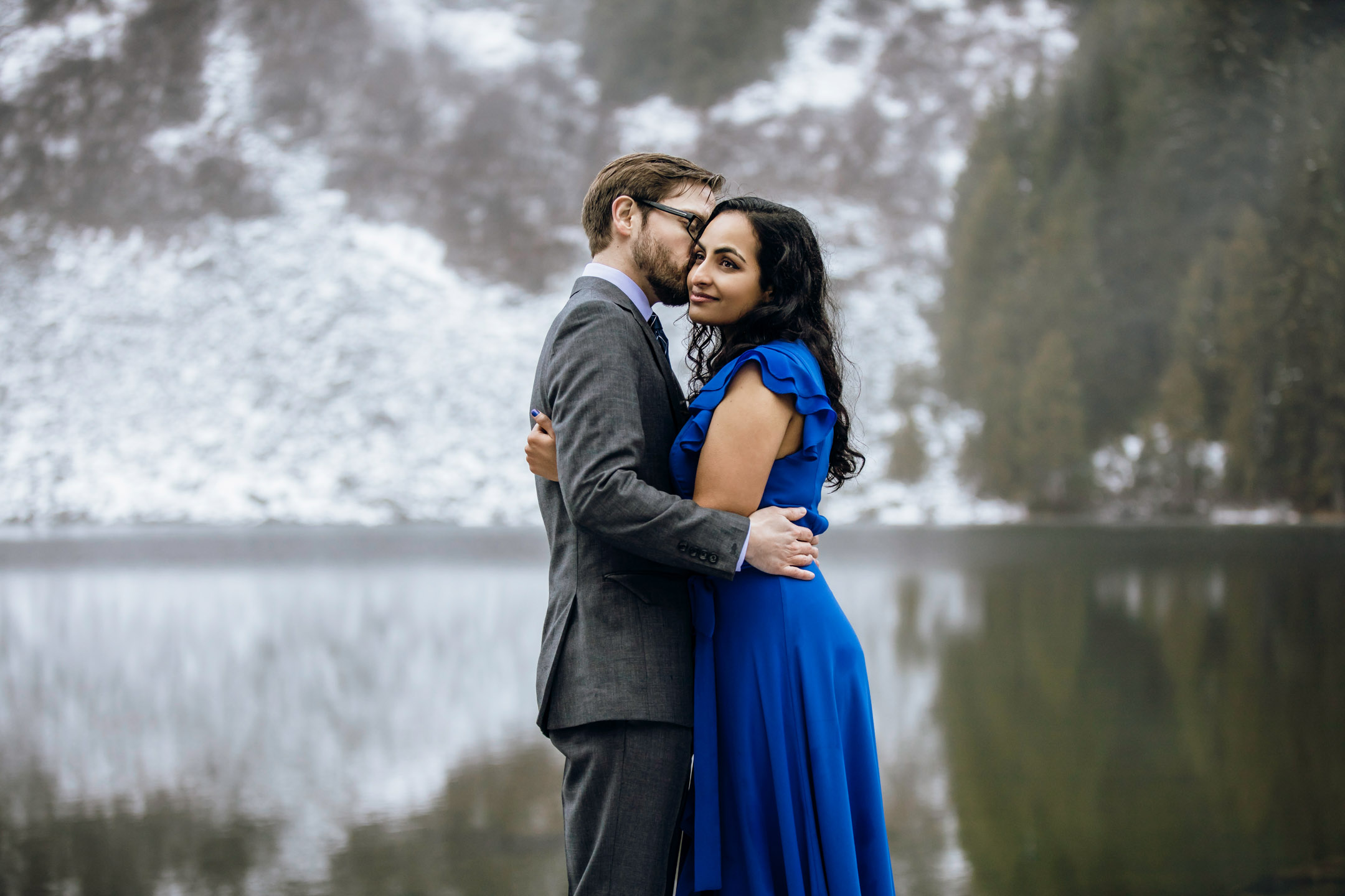 Cascade Mountain adventure engagement session in the snow by James Thomas Long Photography