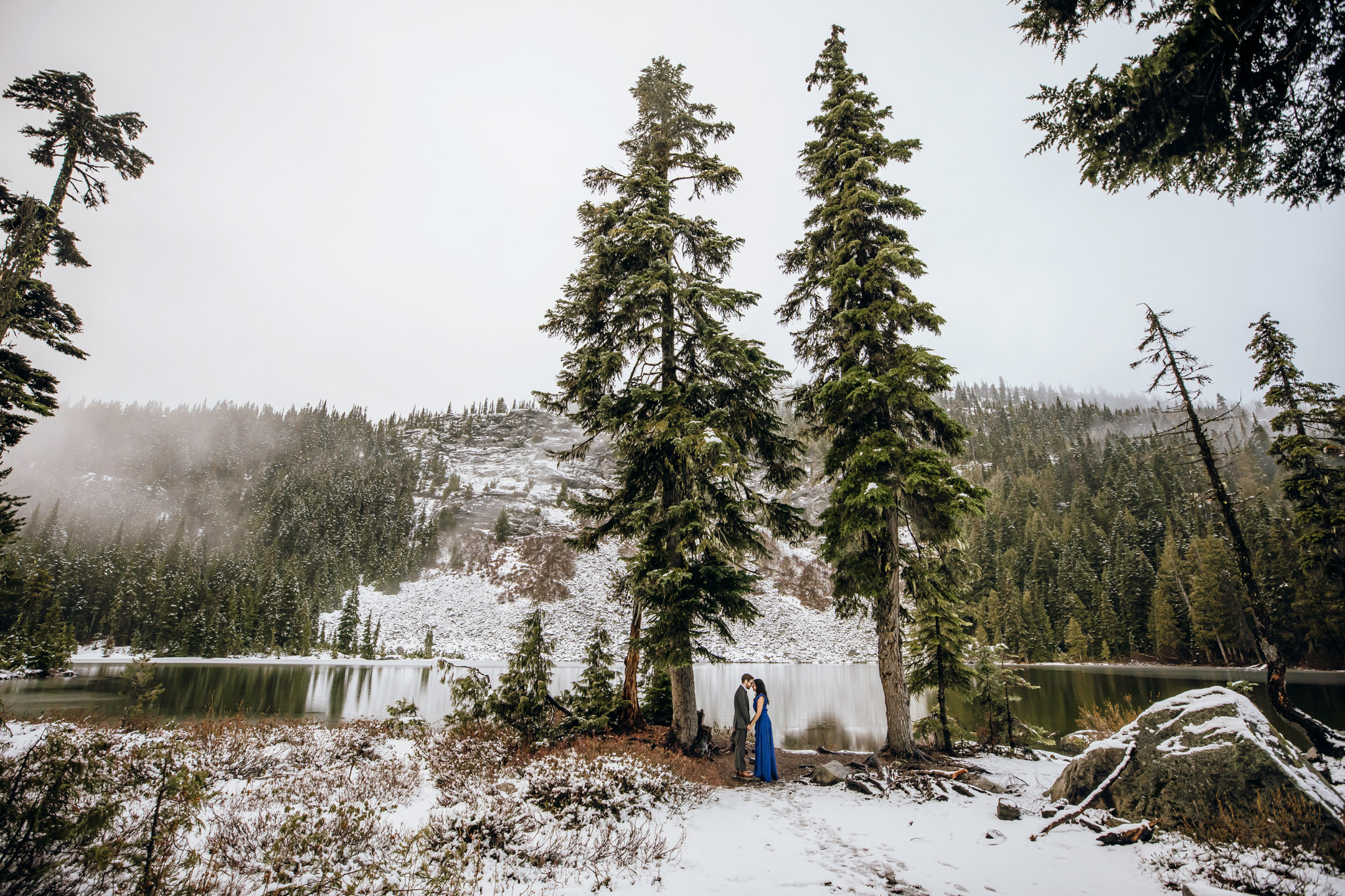 Cascade Mountain adventure engagement session in the snow by James Thomas Long Photography