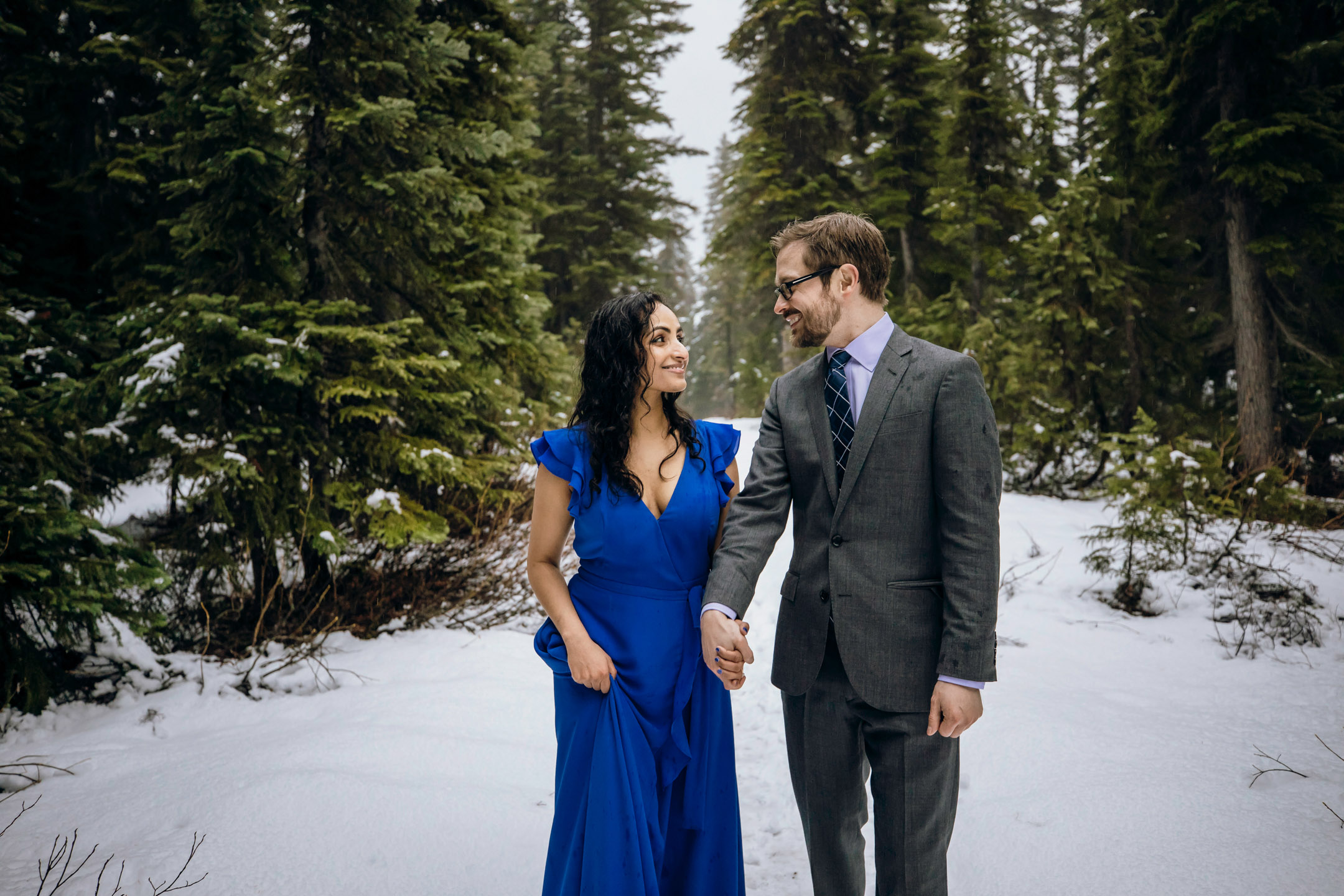 Cascade Mountain adventure engagement session in the snow by James Thomas Long Photography