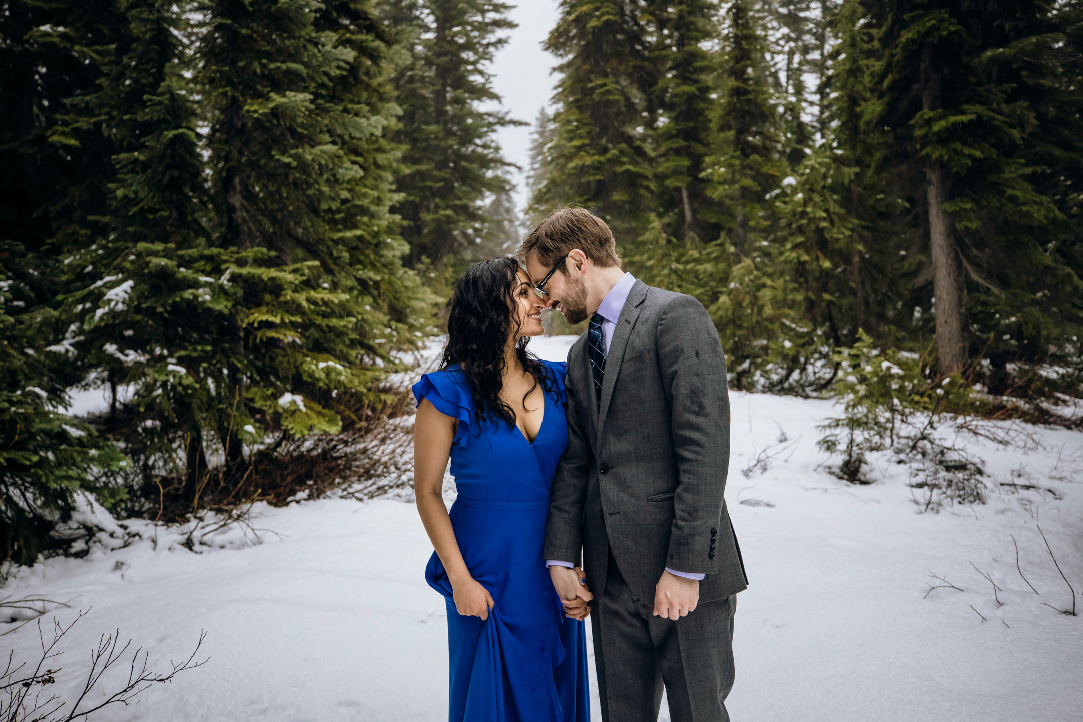 Cascade Mountain adventure engagement session in the snow by James Thomas Long Photography