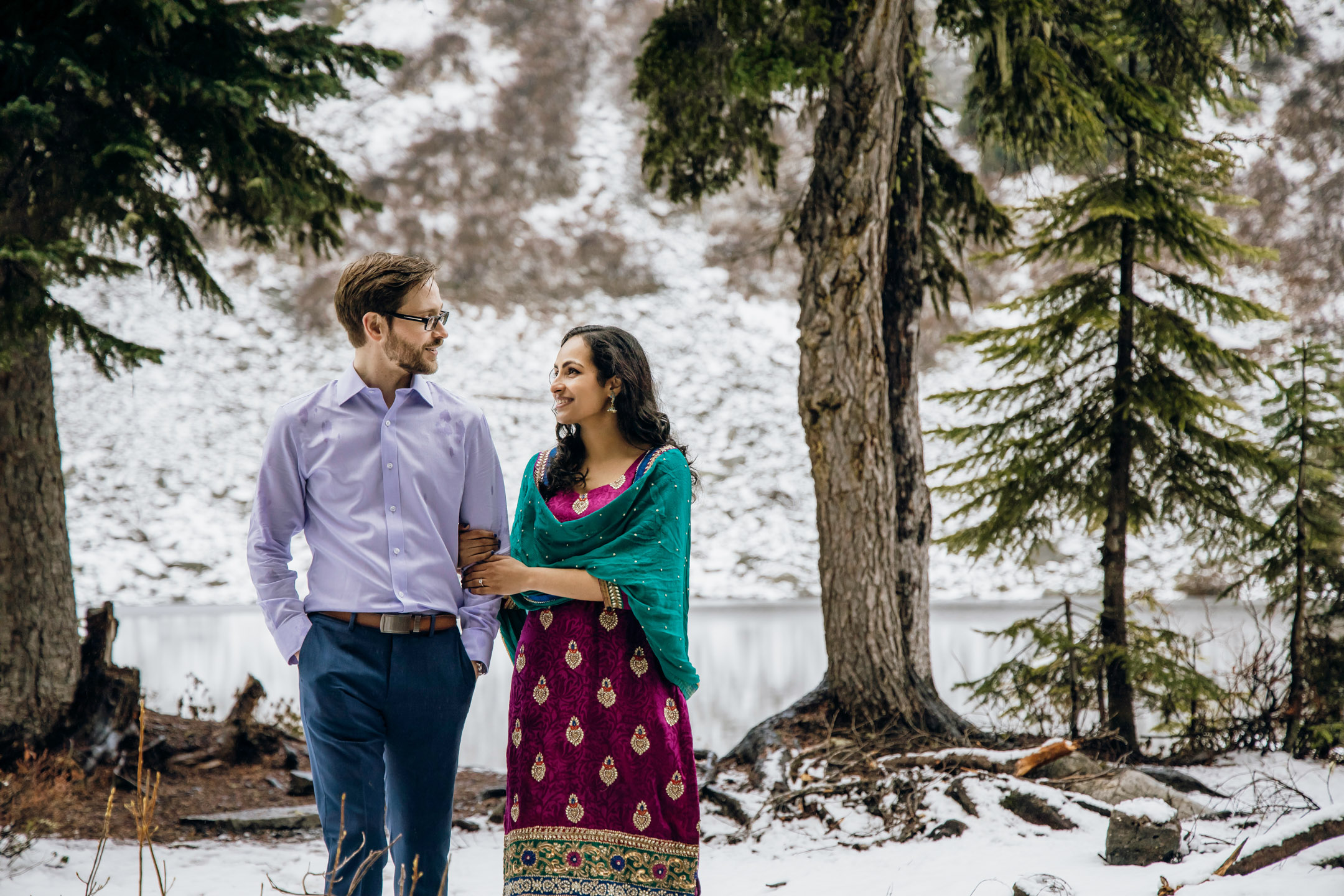 Cascade Mountain adventure engagement session in the snow by James Thomas Long Photography