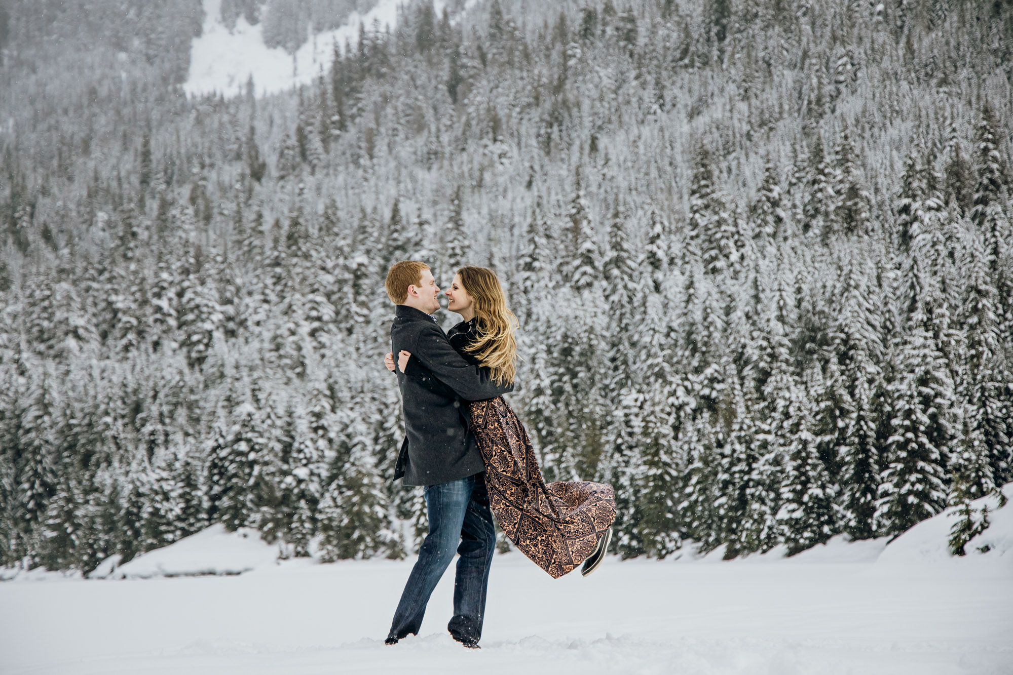 Snoqualmie Pass adventure engagement session by Seattle wedding photographer James Thomas Long Photography