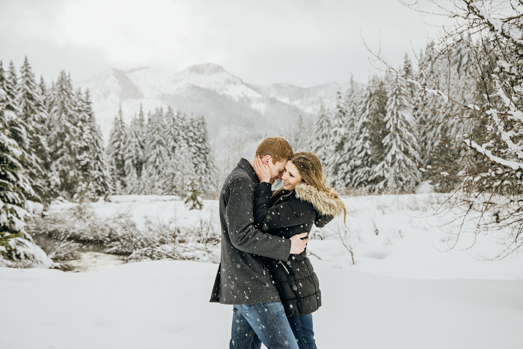 Snoqualmie Pass adventure engagement session by Seattle wedding photographer James Thomas Long Photography