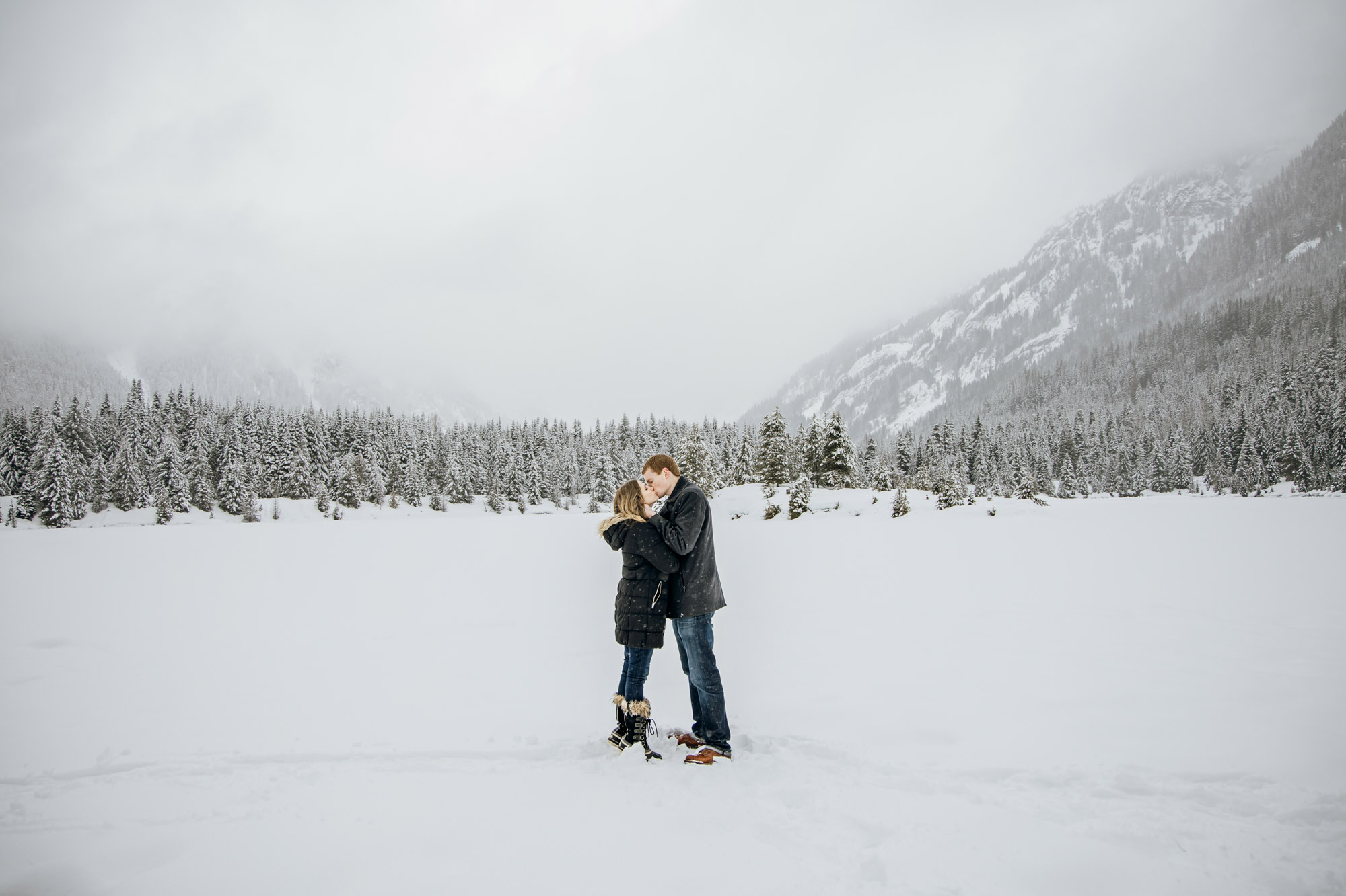 Snoqualmie Pass adventure engagement session by Seattle wedding photographer James Thomas Long Photography