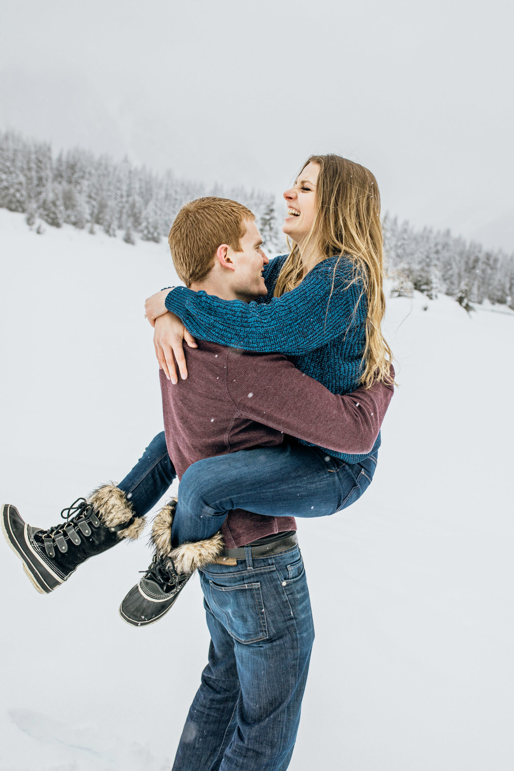 Snoqualmie Pass adventure engagement session by Seattle wedding photographer James Thomas Long Photography