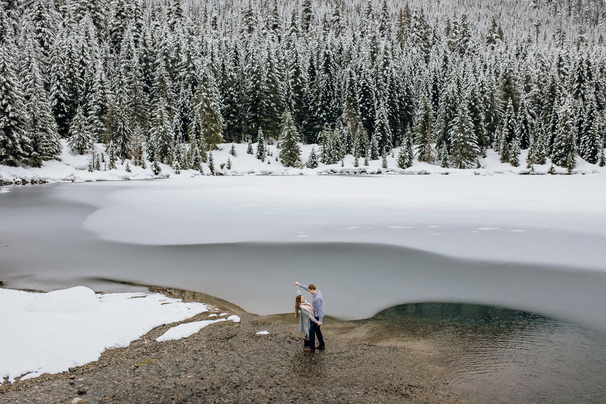 Snoqualmie Pass adventure engagement session by Seattle wedding photographer James Thomas Long Photography