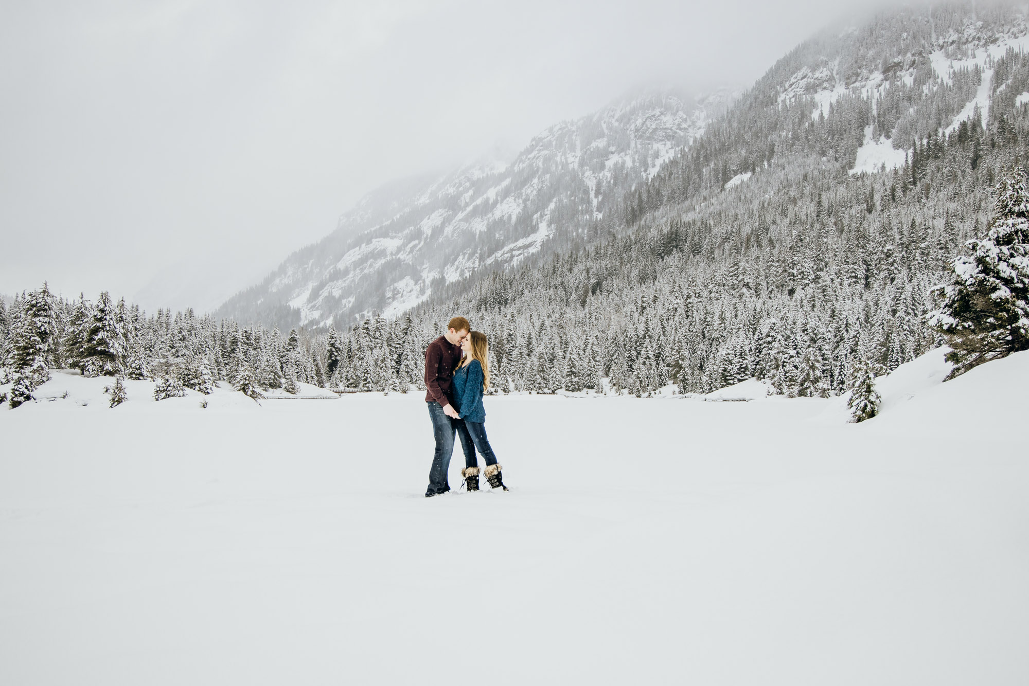 Snoqualmie Pass adventure engagement session by Seattle wedding photographer James Thomas Long Photography