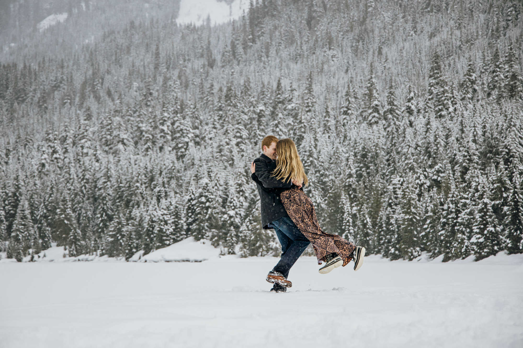 Snoqualmie Pass adventure engagement session by Seattle wedding photographer James Thomas Long Photography