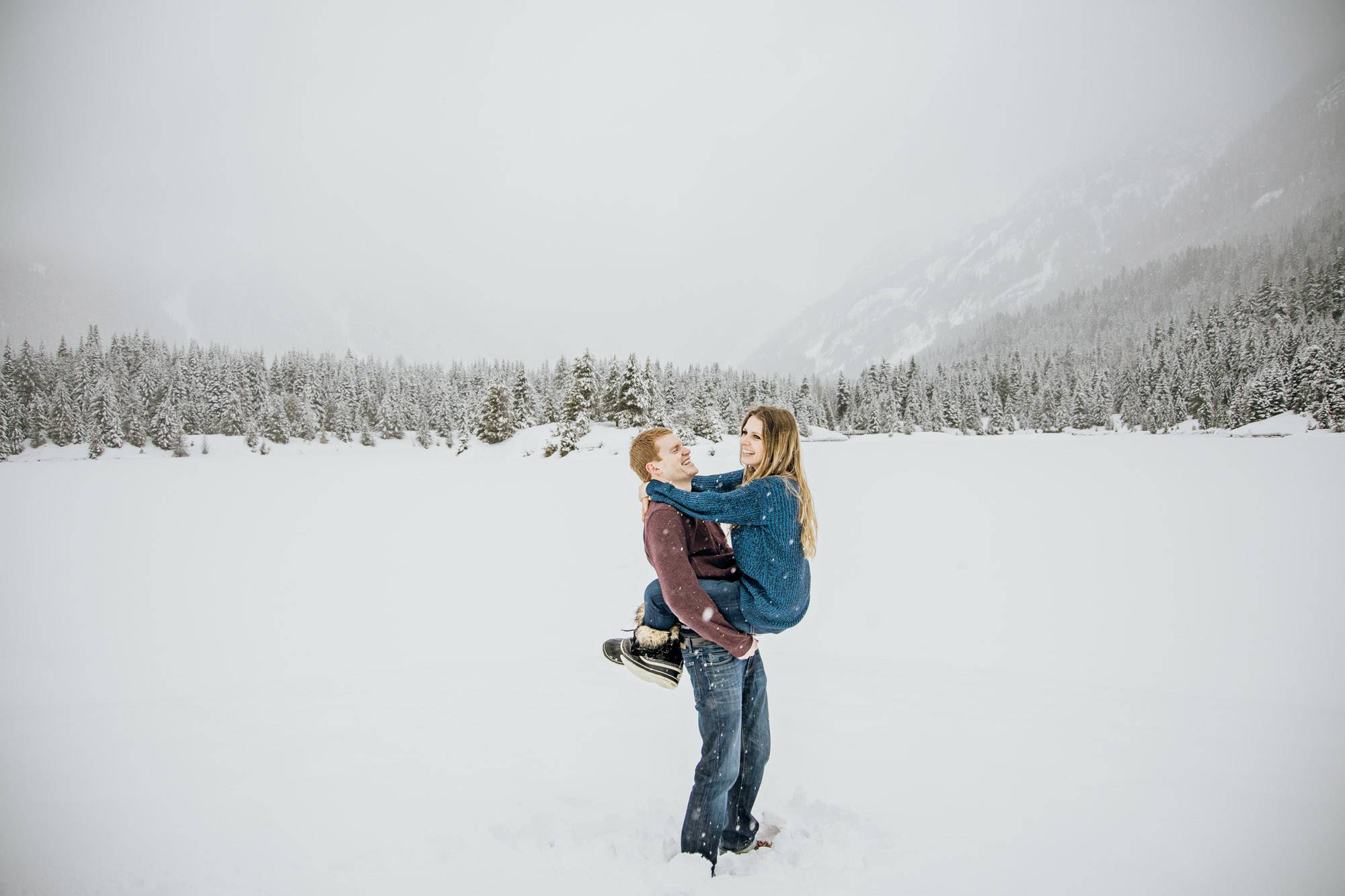 Snoqualmie Pass adventure engagement session by Seattle wedding photographer James Thomas Long Photography